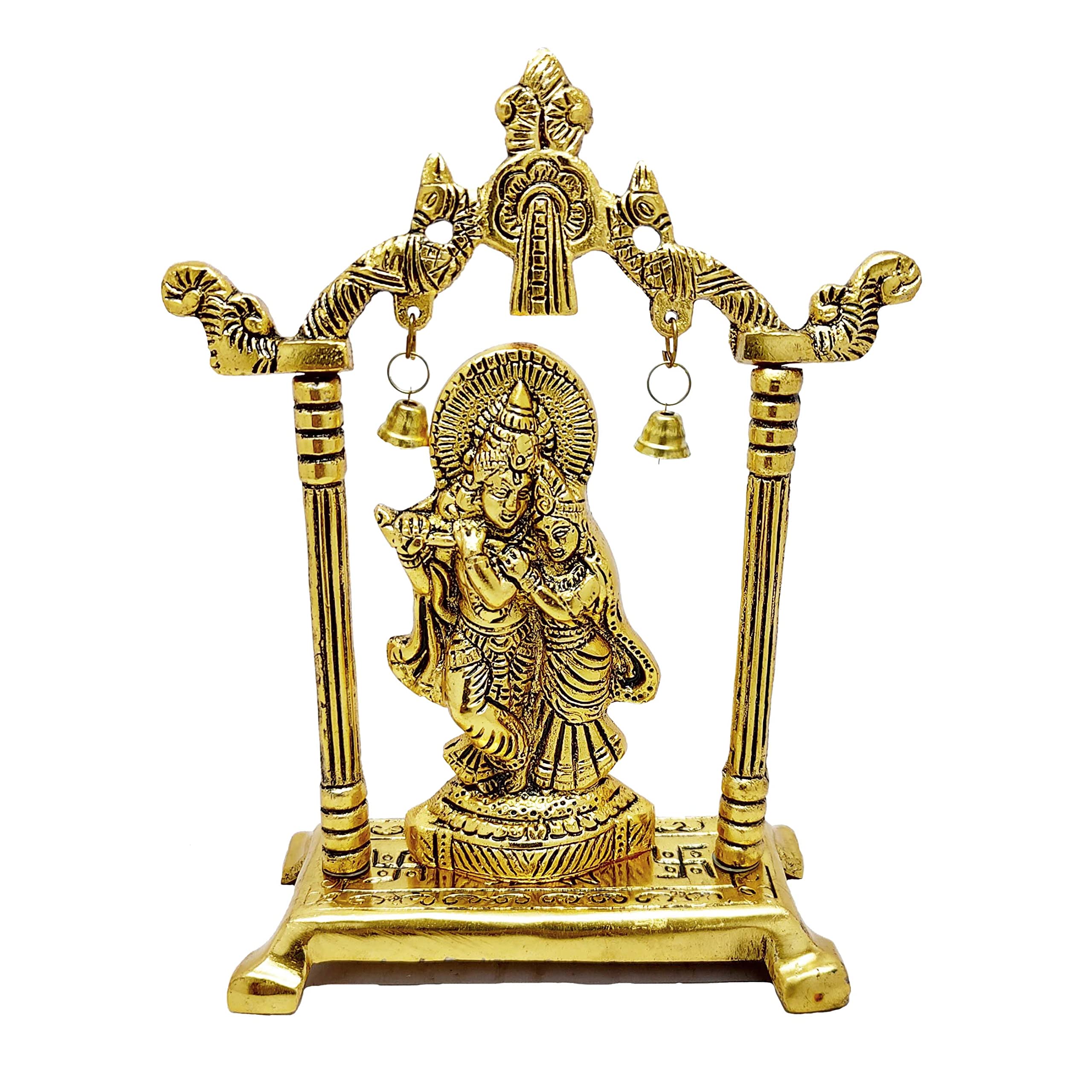 KridayKraft Metal Radha Krishna Statue Gold Plated Decor Your Home,Office & Radha Krishna Murti Idol Showpiece Figurines,Religio