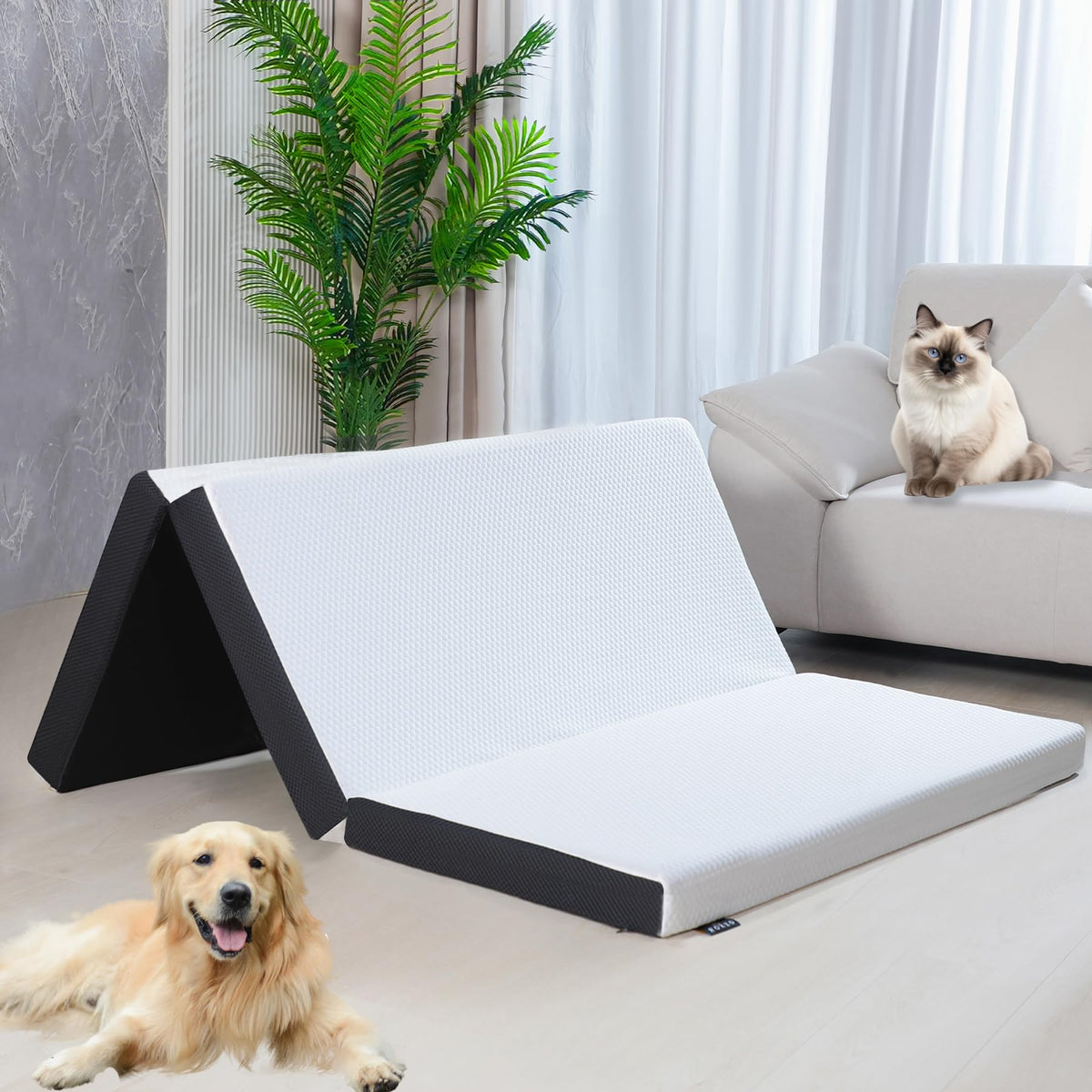 Roxzo Folding Mattress,4 Inch Twin Tri-Folding Memory Form Mattress, Portable Trifold Mattress Topper With Washable Cover, Non-S