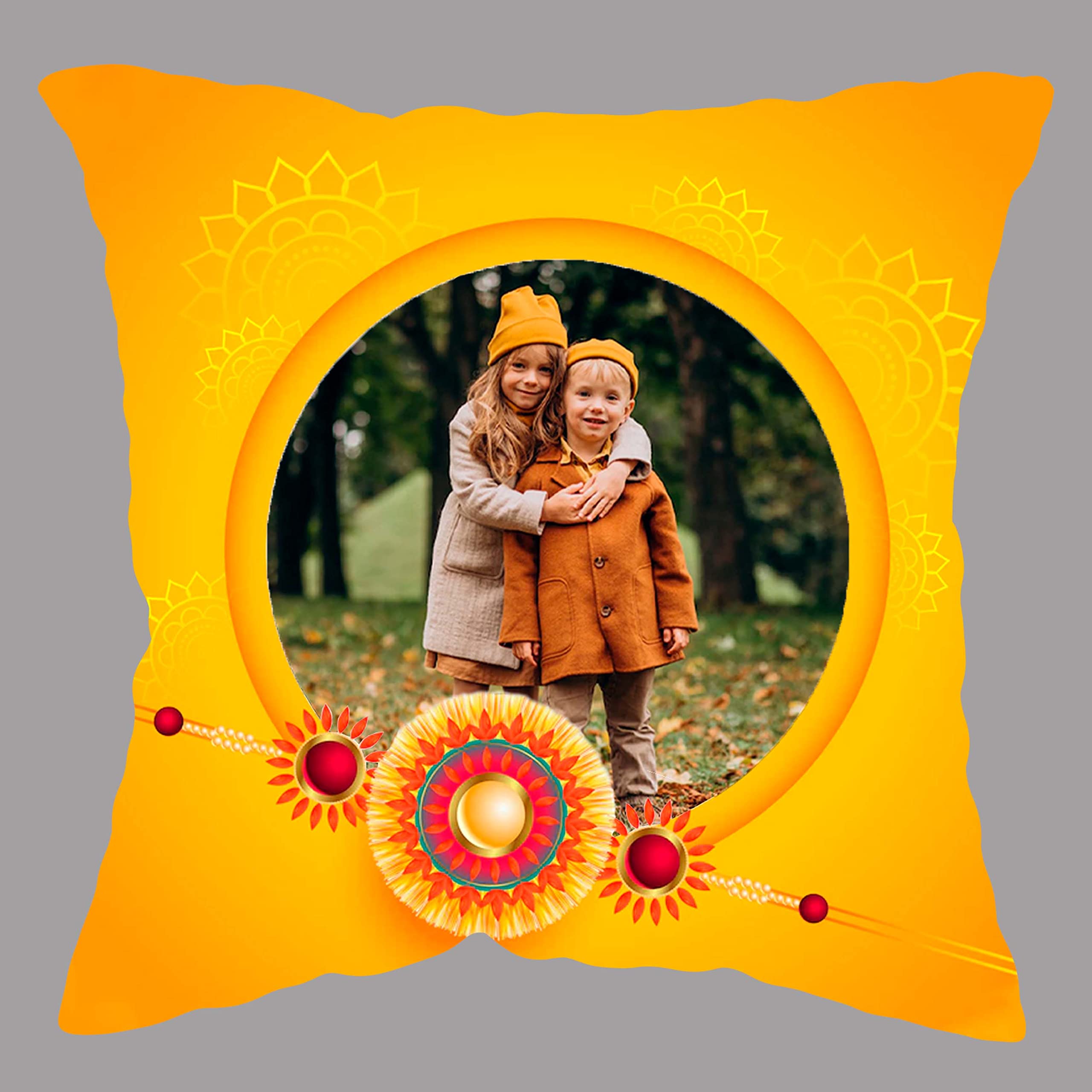 GiftoKing Customized Cushion for Rakhi Gift, Best Gift for Rakshabandhan, Multicolour (Pattern 9, 12X12)