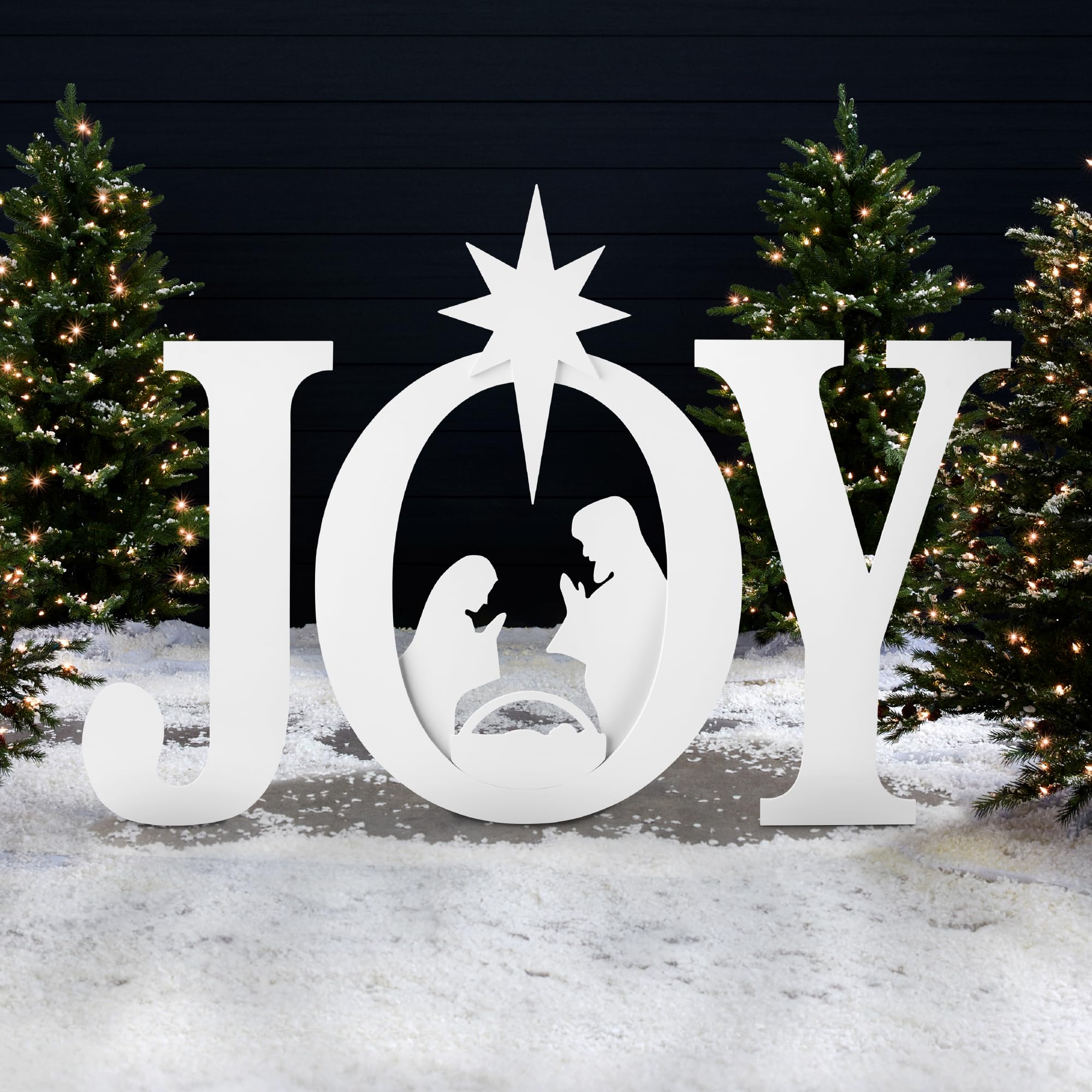 Best Choice Products 46in Outdoor JOY Christmas Nativity Decoration, 3 Piece Yard Decor Sign Holy Weather Resistant PVC Silhouet