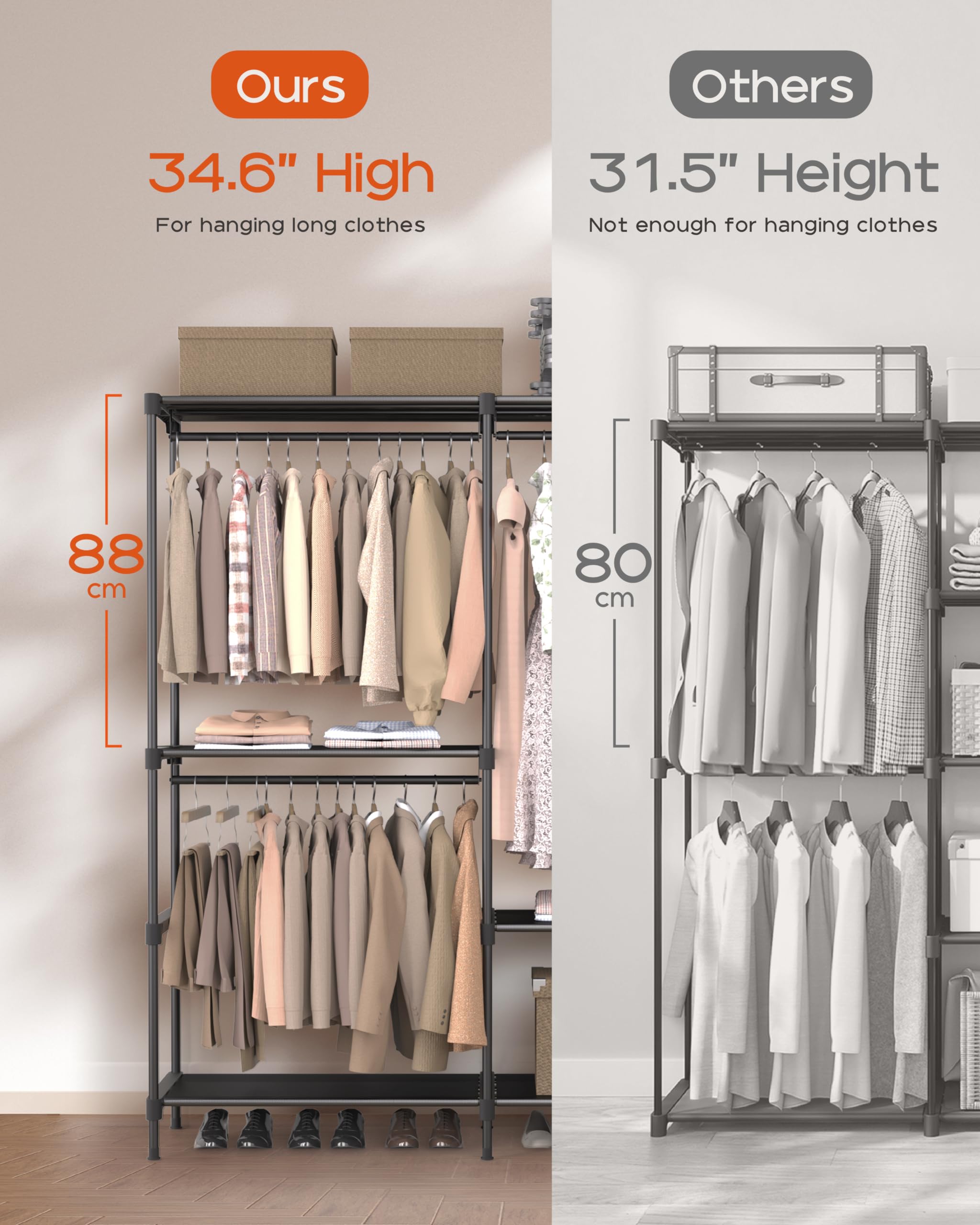 Casamaya Clothes Rack, Portable Closet, 80.7 Inch Extra Large Capacity Wardrobe Closet, Clothes Storage Organizer With Shelves A