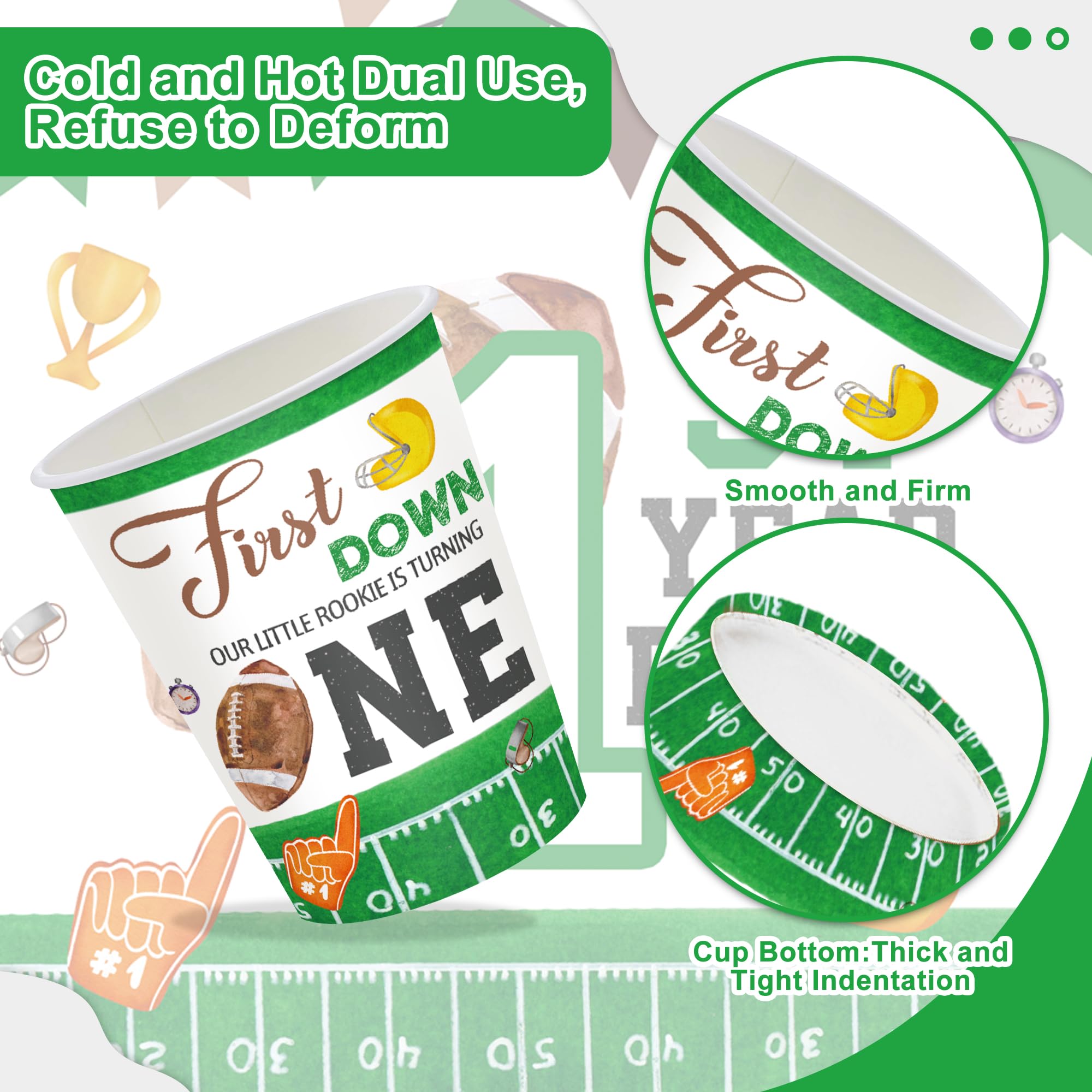 120Pcs First Down Football Birthday Party Supplie For Baby Boys Kids 1St Football Birthday Party Decorations Fist Down Game On T