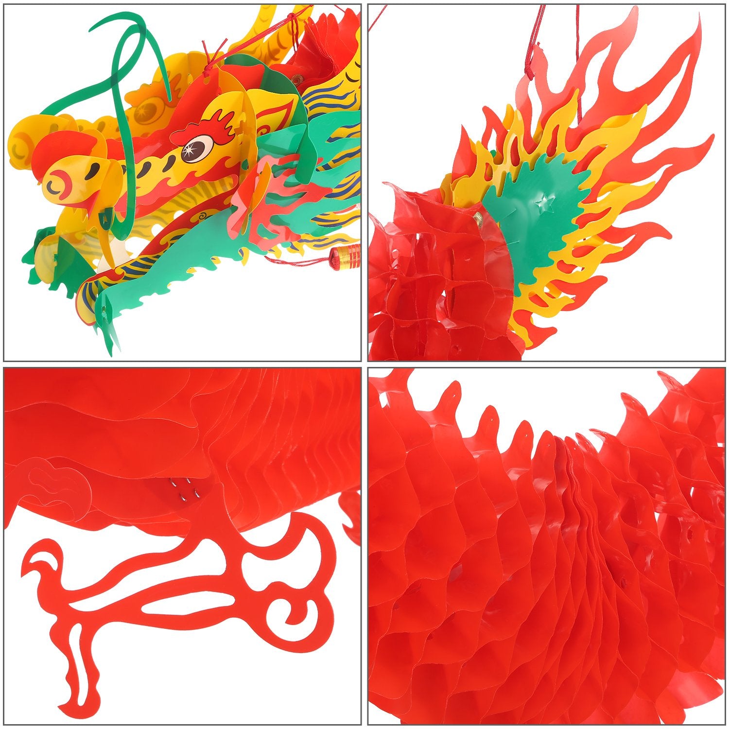 Bememo 3D Chinese New Year Dragon Garland Hanging Decoration (5.9 Feet)