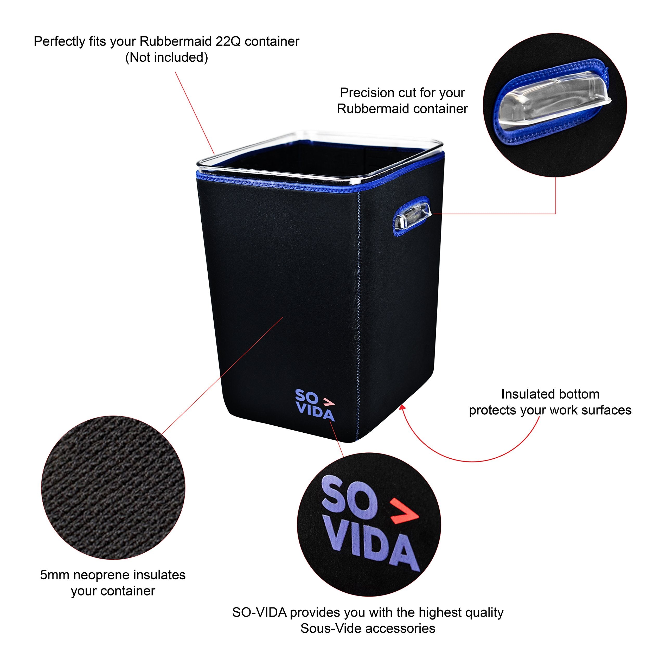 So-Vida Sous Vide Container Sleeve Compatible For The Rubbermaid 22 Quart Container