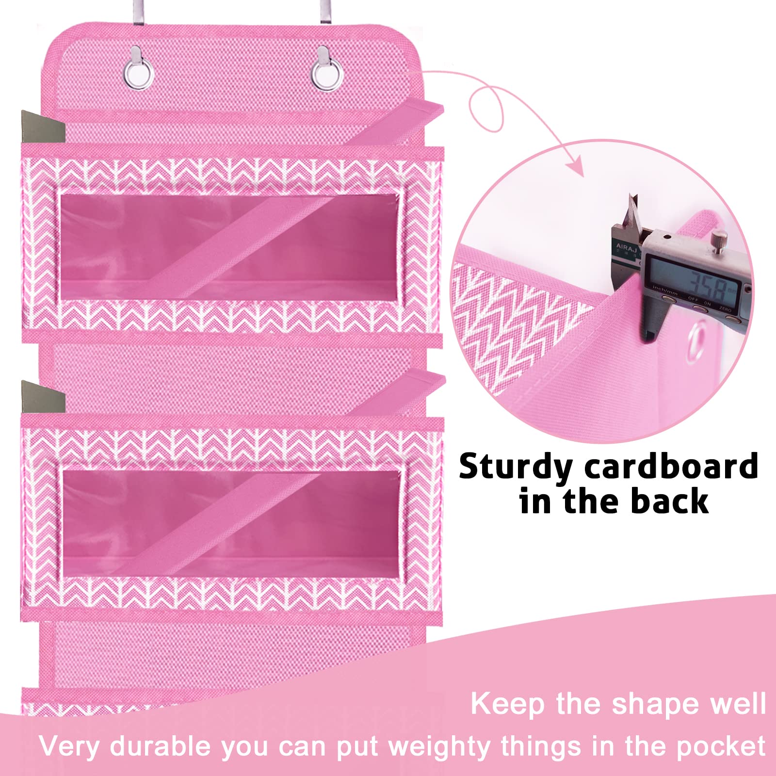 Veronly Over The Door Hanging Organizer With 5 Large Pockets - Wall Mount Pantry Storage With 2 Big Metal Hooks For Baby Girls D
