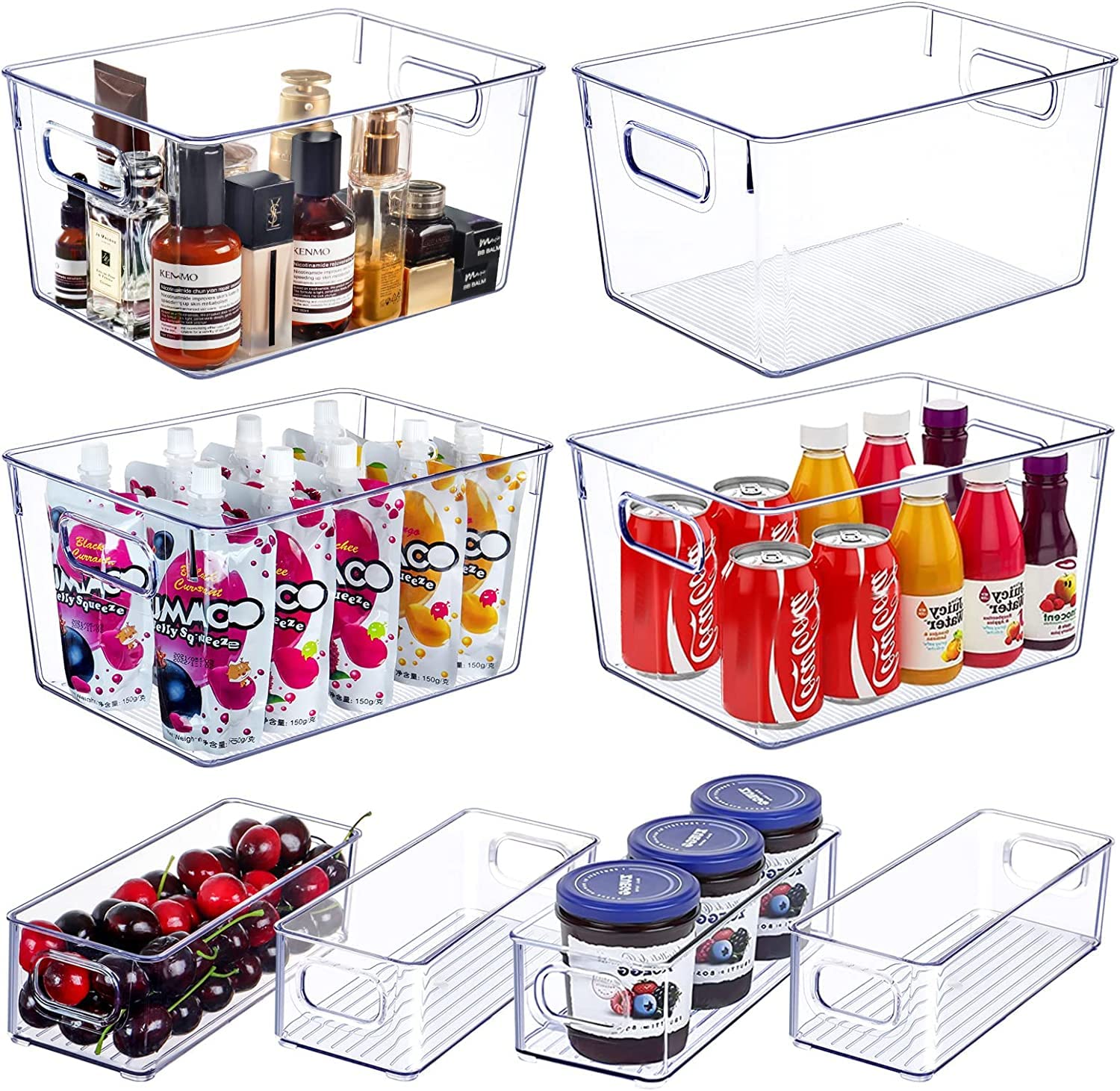 Snazzy Set Of 8 Clear Plastic Storage Bins, 4 Large And 4 Small Stackable Storage Containers For Pantry Organization And Kitchen