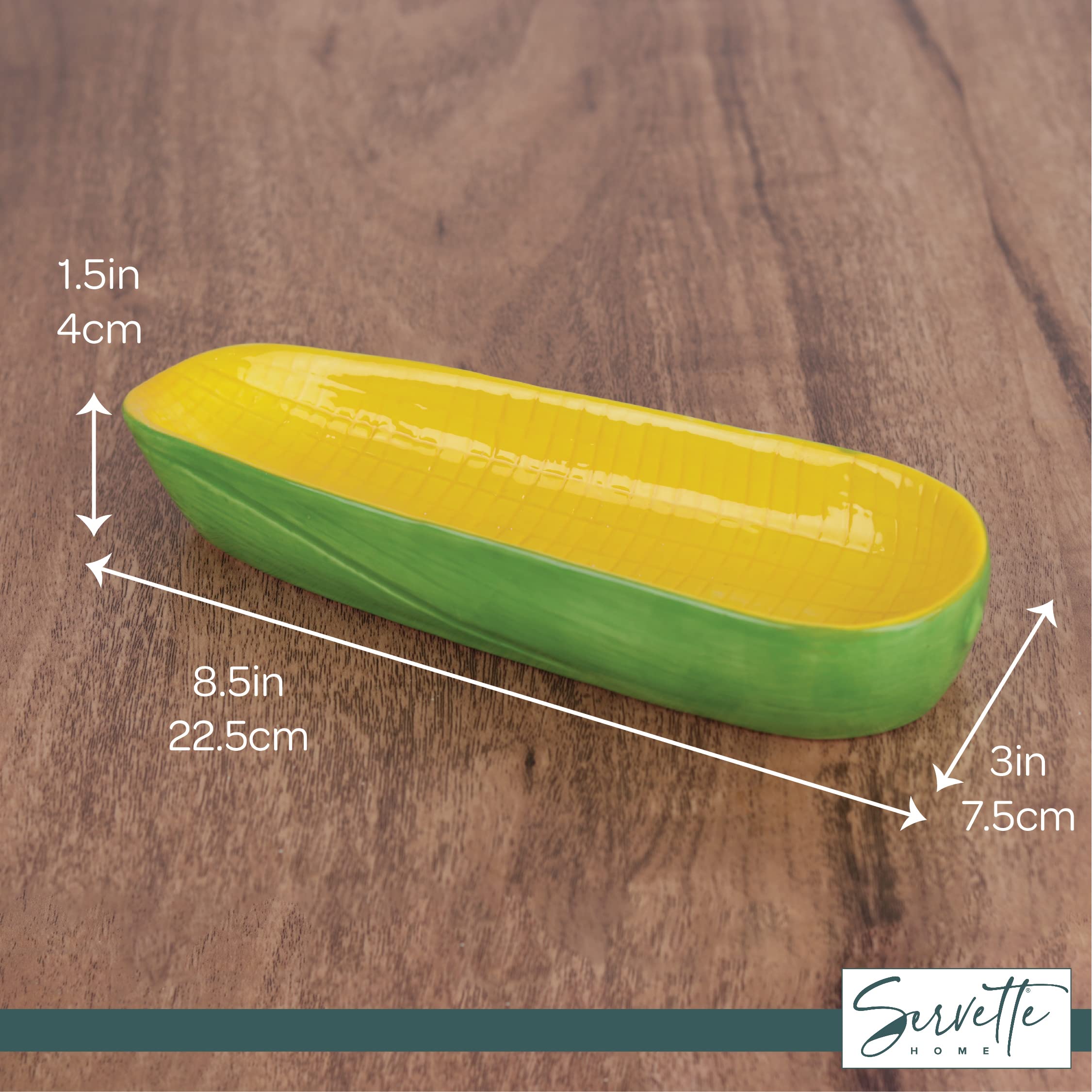 Servette Home Novelty Ceramic 8.5 '' Corn On The Cob Dish