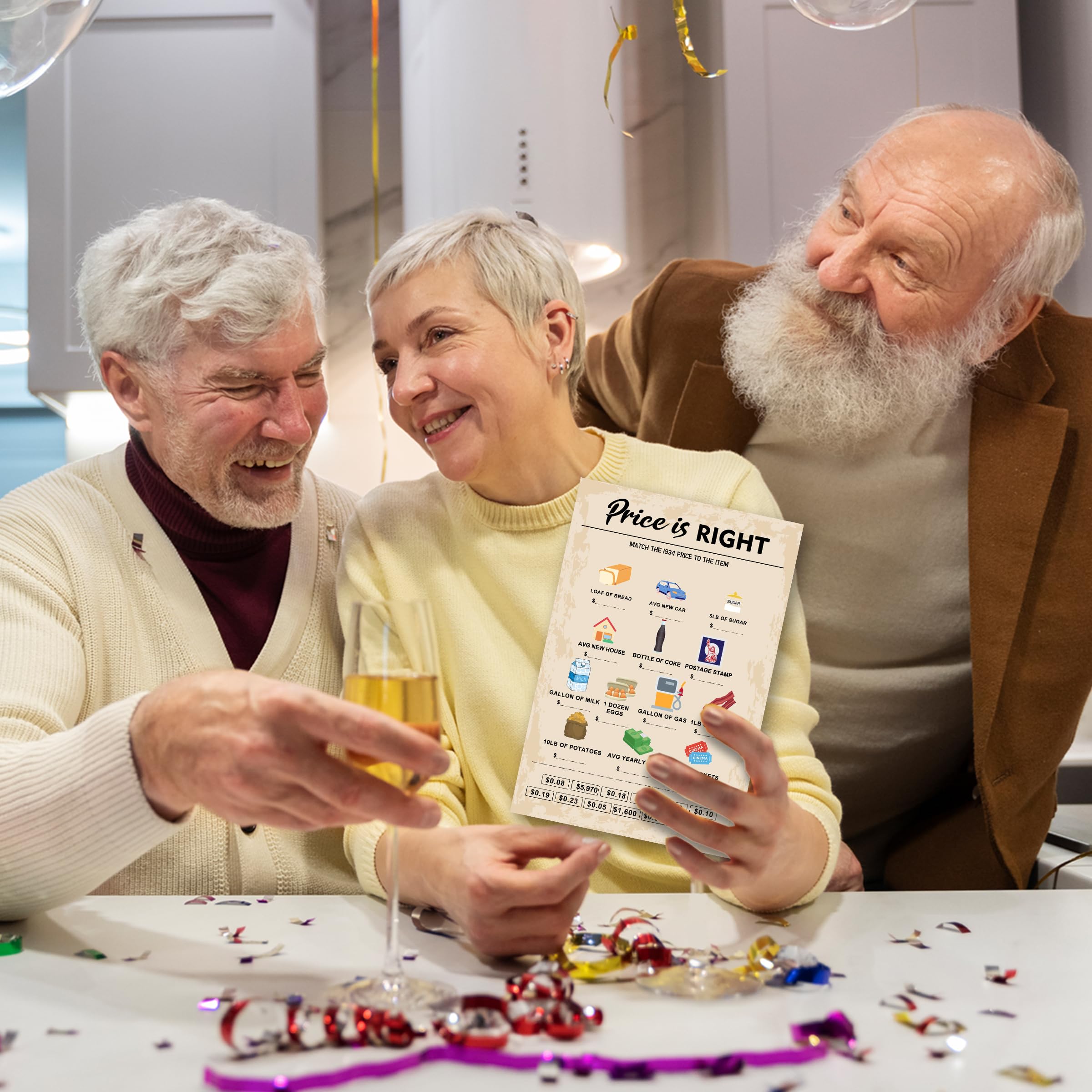 Qupt 90Th Birthday Party Games, Price Is Right Games, Birthday Party Supplies For Adults, Fun 1934S Party Game,Pack Of 30 Cards