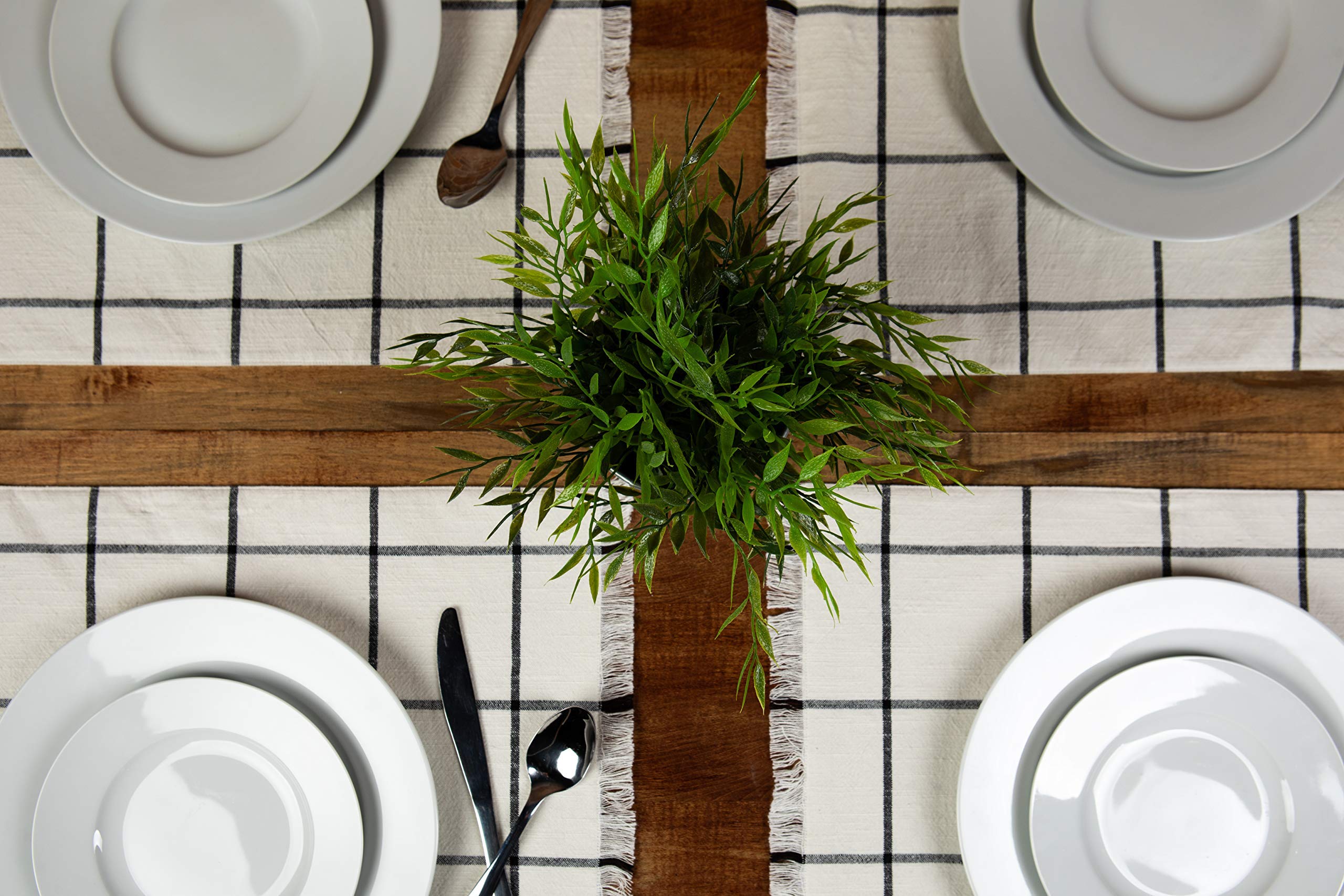 Placemats Set Of 4, Woven Cloth Placemat Set, 14X19 In, Cream Farmhouse Plaid Place Mats For Kitchen Or Dining Table, Washable C