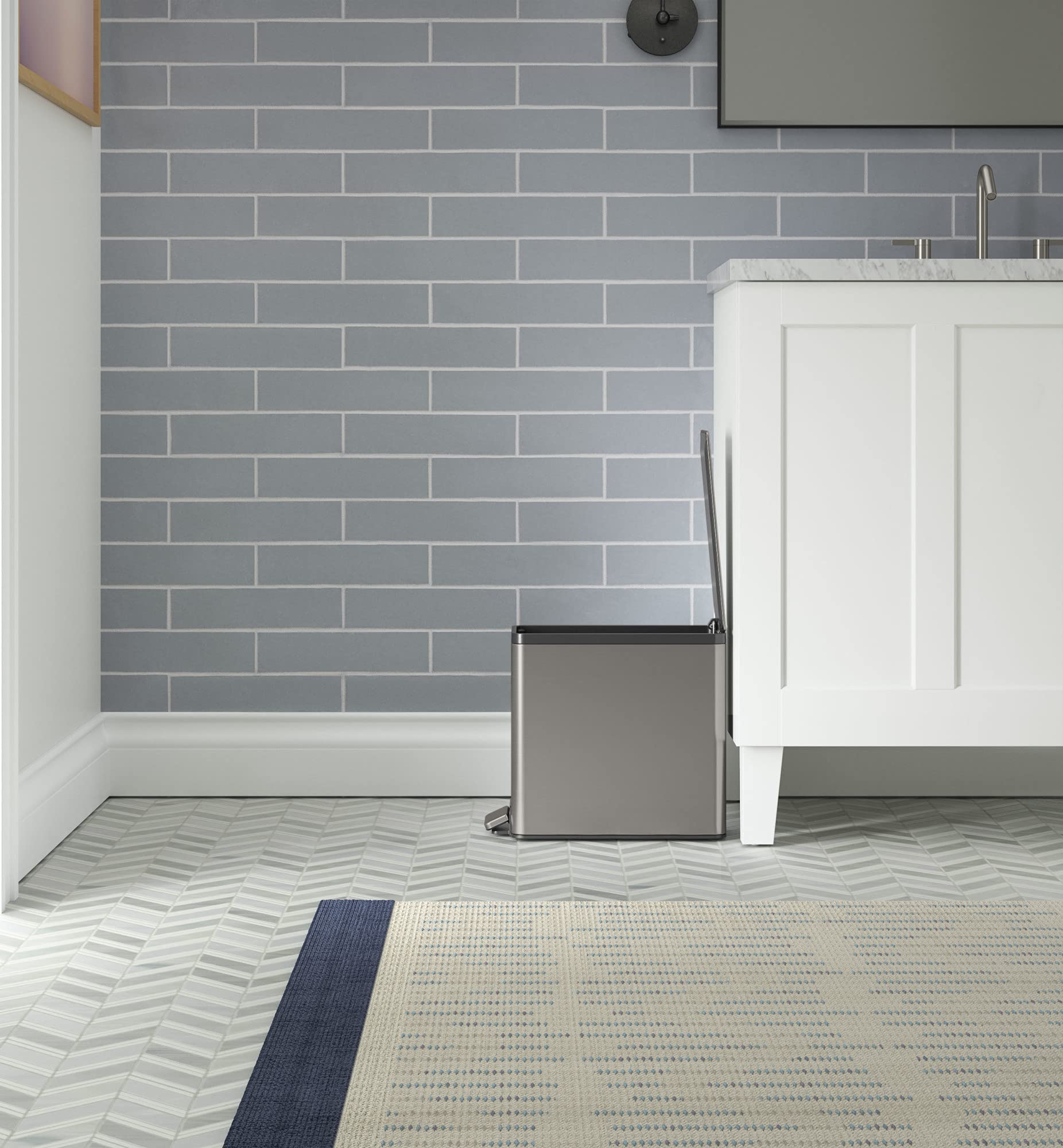 Kohler 20957-St Bathroom, 2.5 Gallon Small Trash Can With Quiet-Close Lid And Hand Free Foot Pedal, Stainless Steel