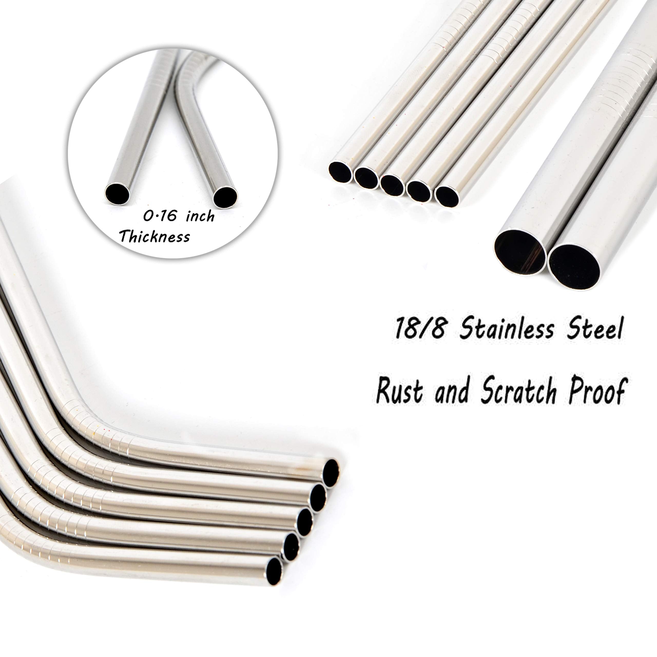 Youngever Reusable Stainless Steel Straws, Metal Straws, With 2 Extra Wide Straws For Smoothie And Bubble Tea, To Go Bag, 20 Oun