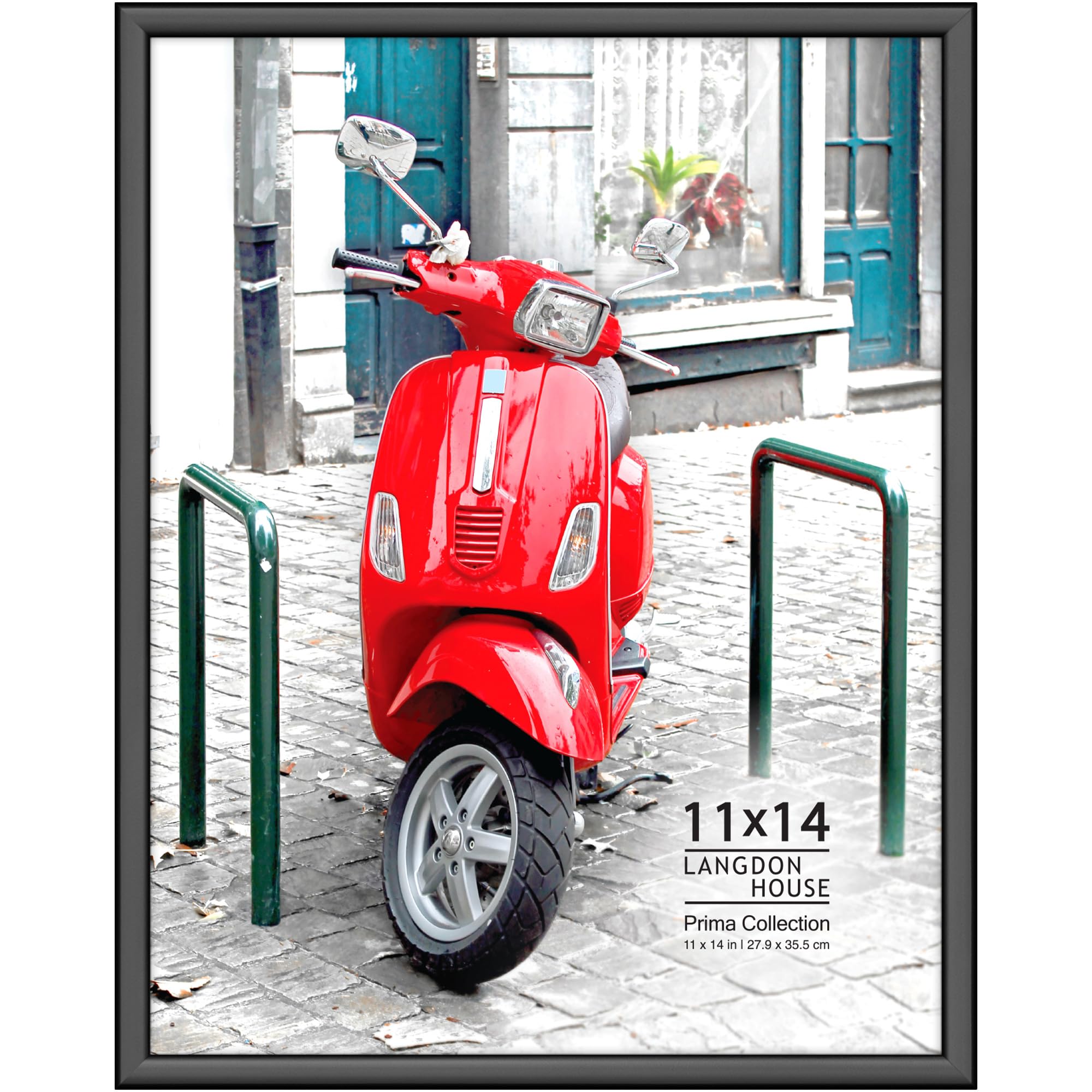 Langdon House - 11x14 Black Picture Frame - 11 x 14 Modern Plastic Slide-In Photo Frame with Buildable Molding - Wall Mount Only