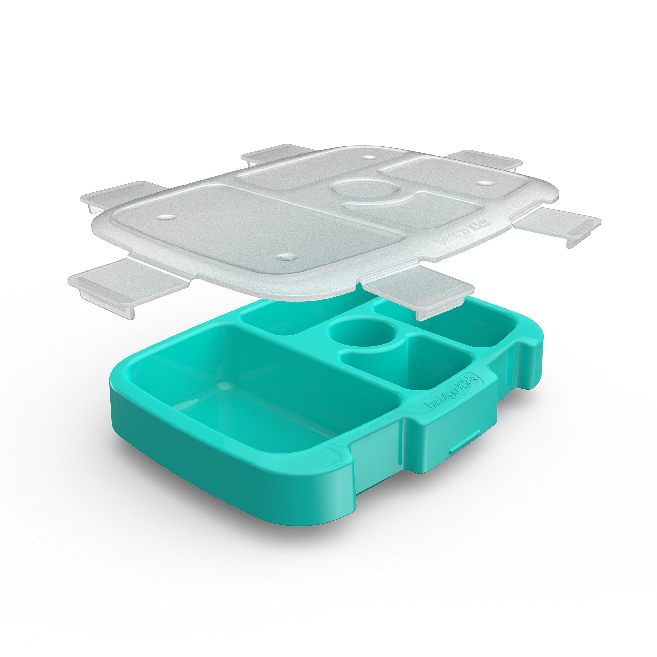 Bentgo Kids Brights Tray (Aqua) with Transparent Cover - Reusable  BPA-Free  5-Compartment Meal Prep Container with Built-In Portion Control for Healthy At-Home Meals and On-the-Go Lunches