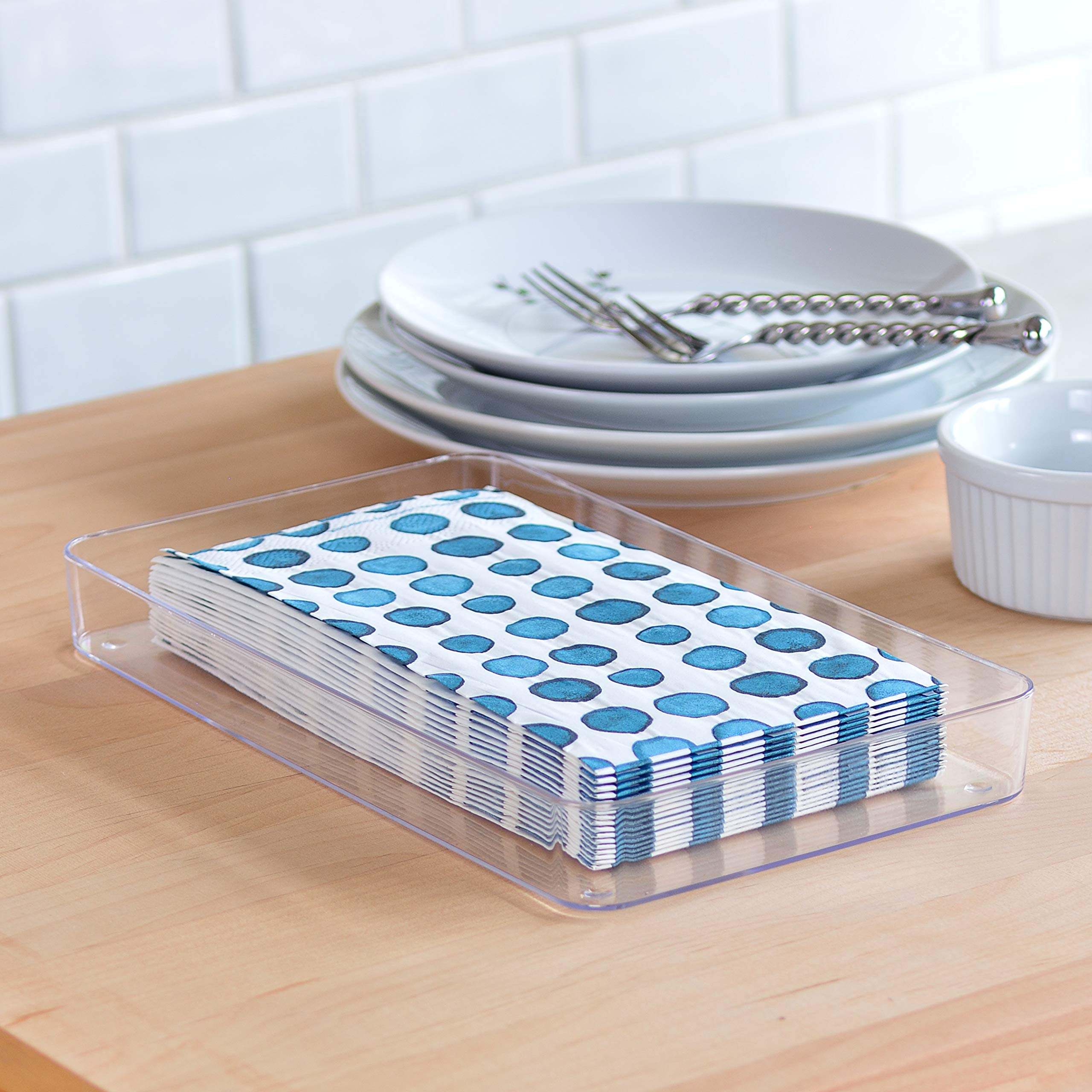 Youngever 3 Pack Plastic Hand Towel Storage Trays, Hand Towel Holders, Sturdy Vanity Holder For Paper Napkins, Hand Towel, Jewel