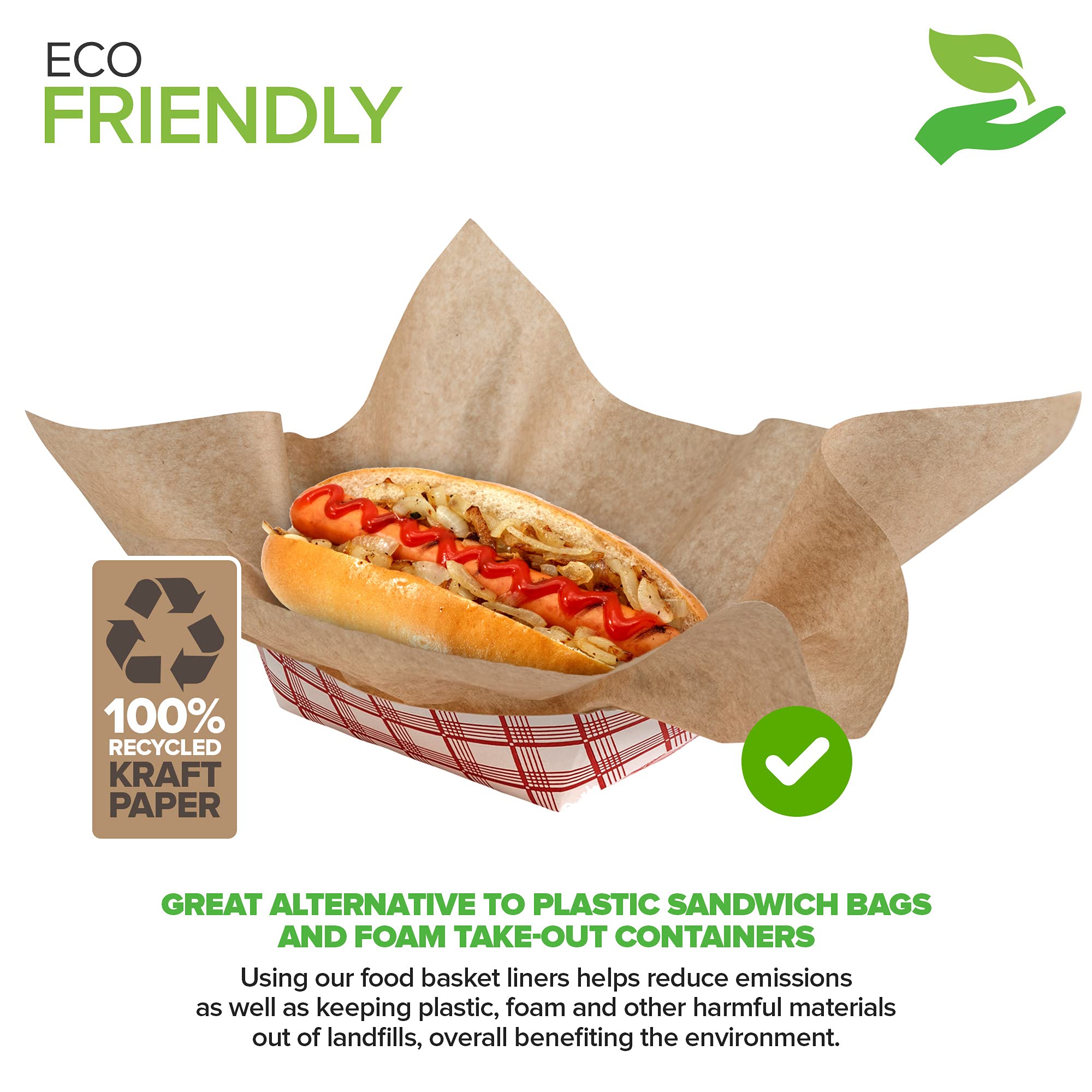 Stock Your Home 12 X 12 Grease Proof Deli Wrappers (500 Pack) - Pre Cut Natural Wax Paper Sheets - Recyclable Food Basket Liners