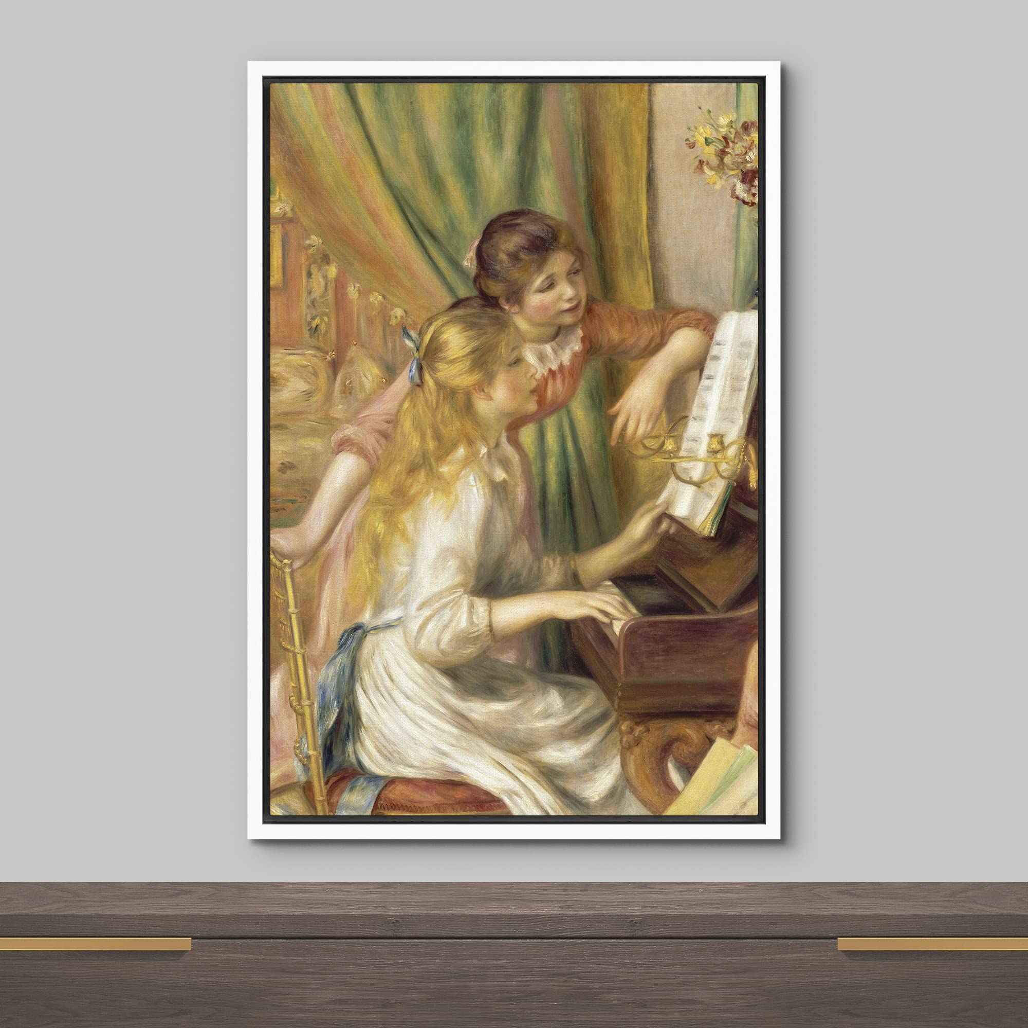 Wall26 Framed Canvas Print Wall Art Young Girls At The Piano By Pierre Renoir People Historic Illustrations Fine Art Traditional
