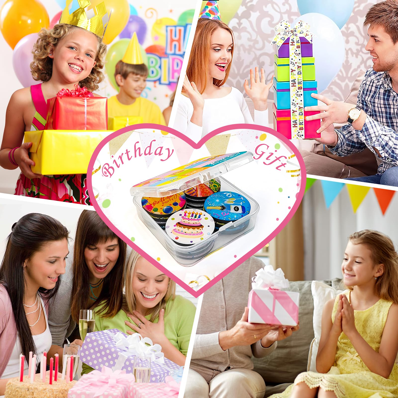 MORCART 16PCS Cute Birthday Magnets Decoration for Fridge Refrigerator Locker Whiteboard Decorative Magnetic Board Cabinets Clas