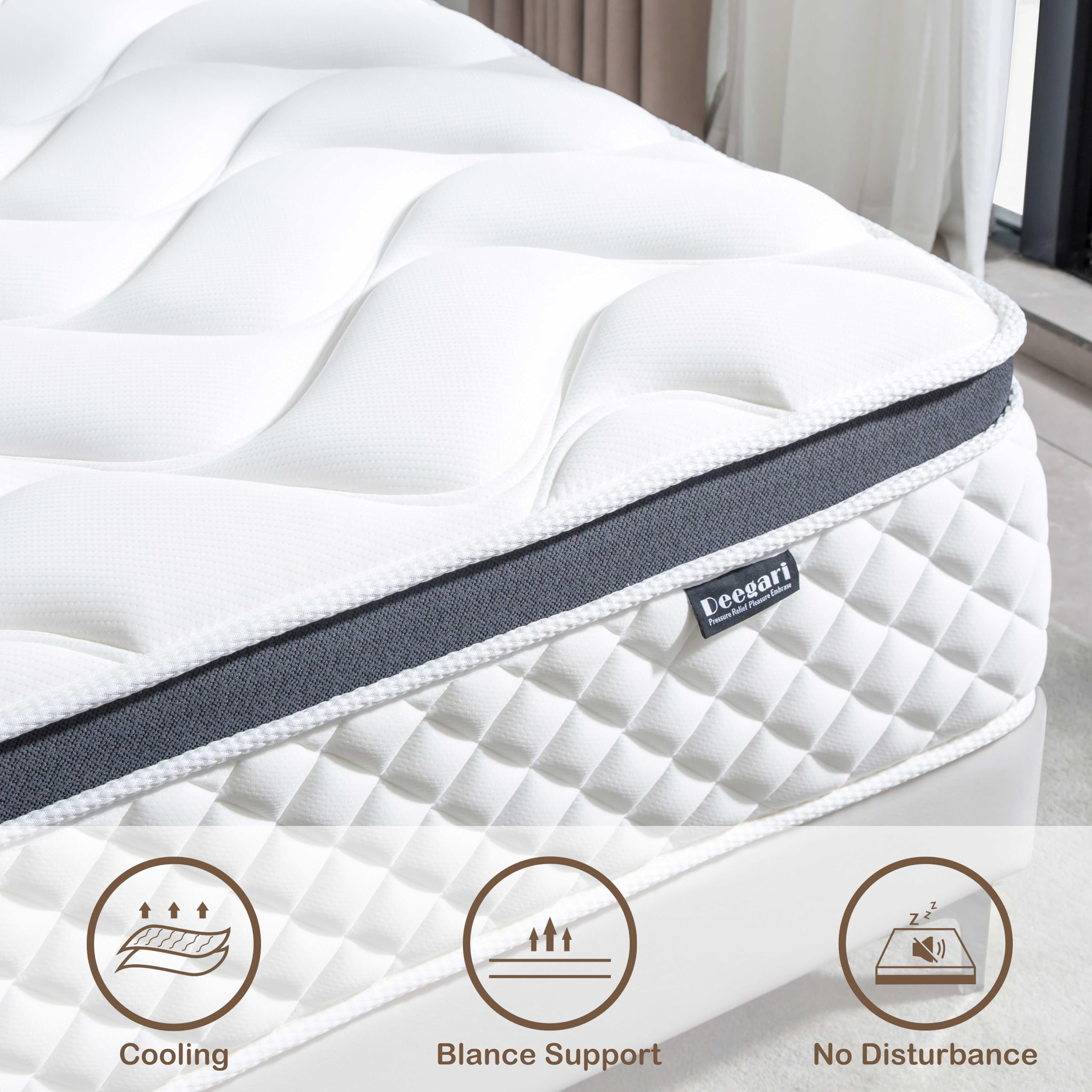 Deegari Full Mattress,12 Inch Full Size Mattress In A Box,Gel Memory Foam And Innerspring Hybrid Mattress With Individual Pocket