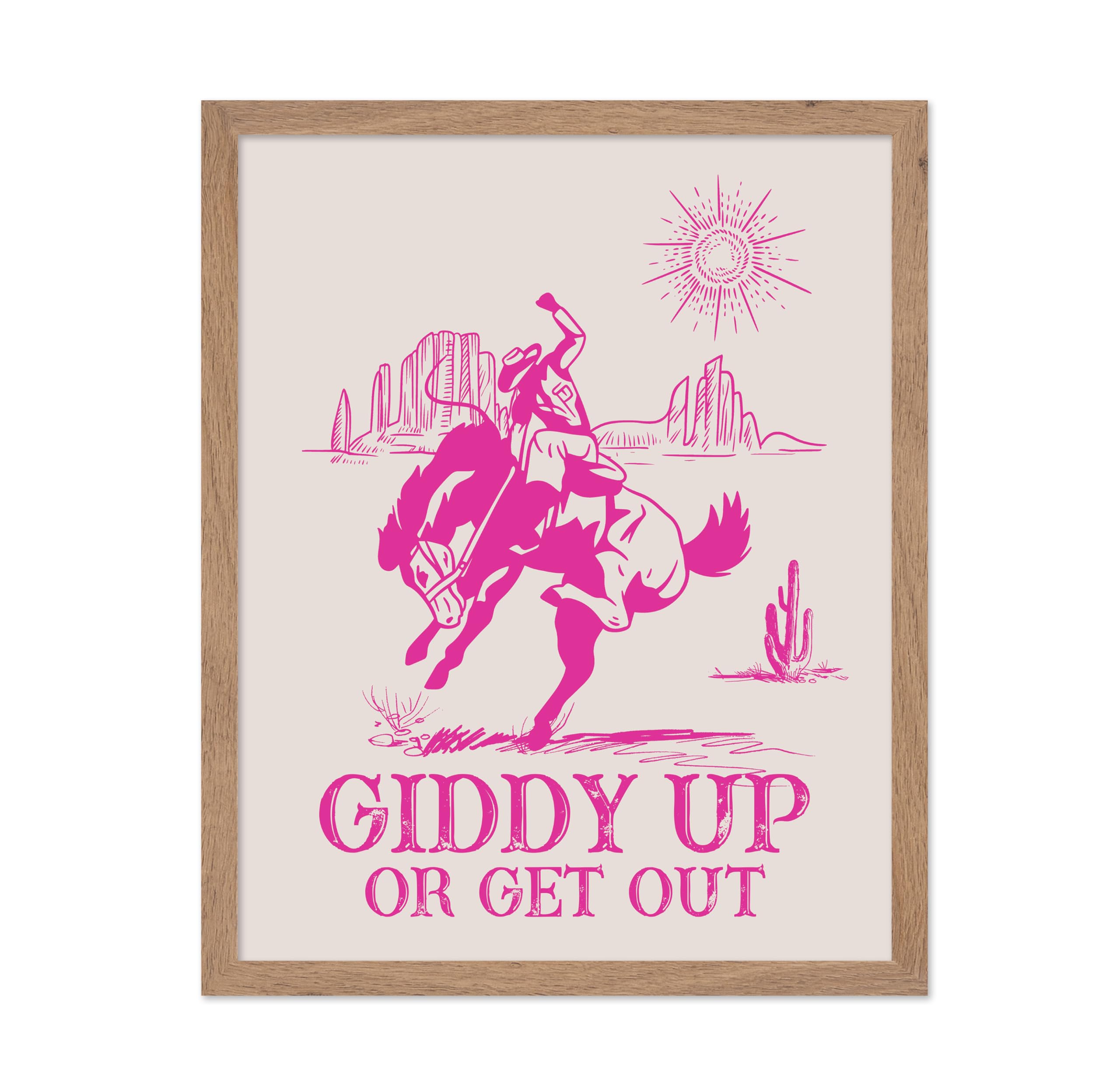 Poster Master Giddy Up Or Get Out Poster - Retro Pink Cowgirl Print - Western Art - Trendy Art - Wild West Art - Gift for Men & 