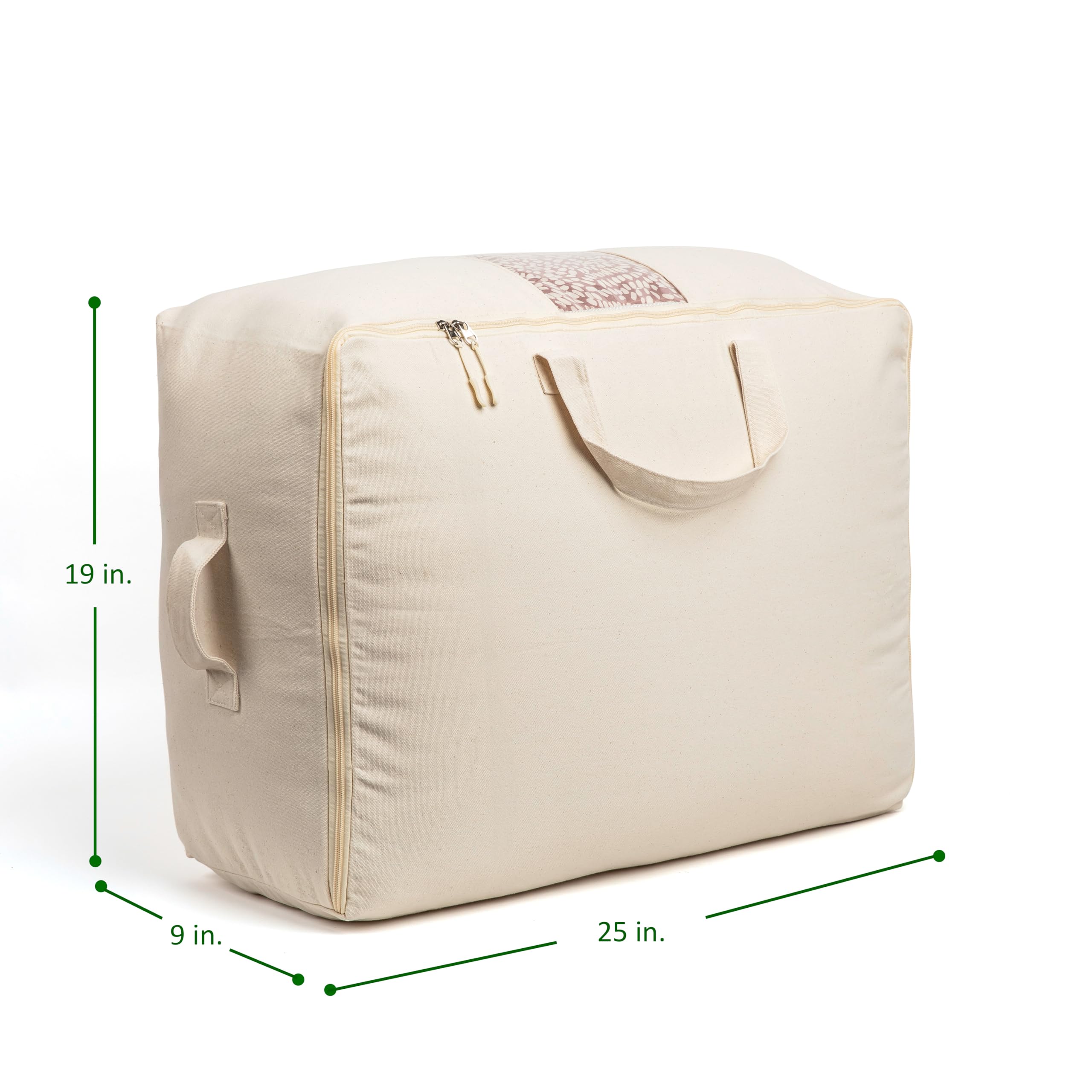 Soft Canvas Storage Bags with Zipper. Thick Breathable, 2pc King/Queen Comforter Organizer. Four Carrying Handles and Window. La