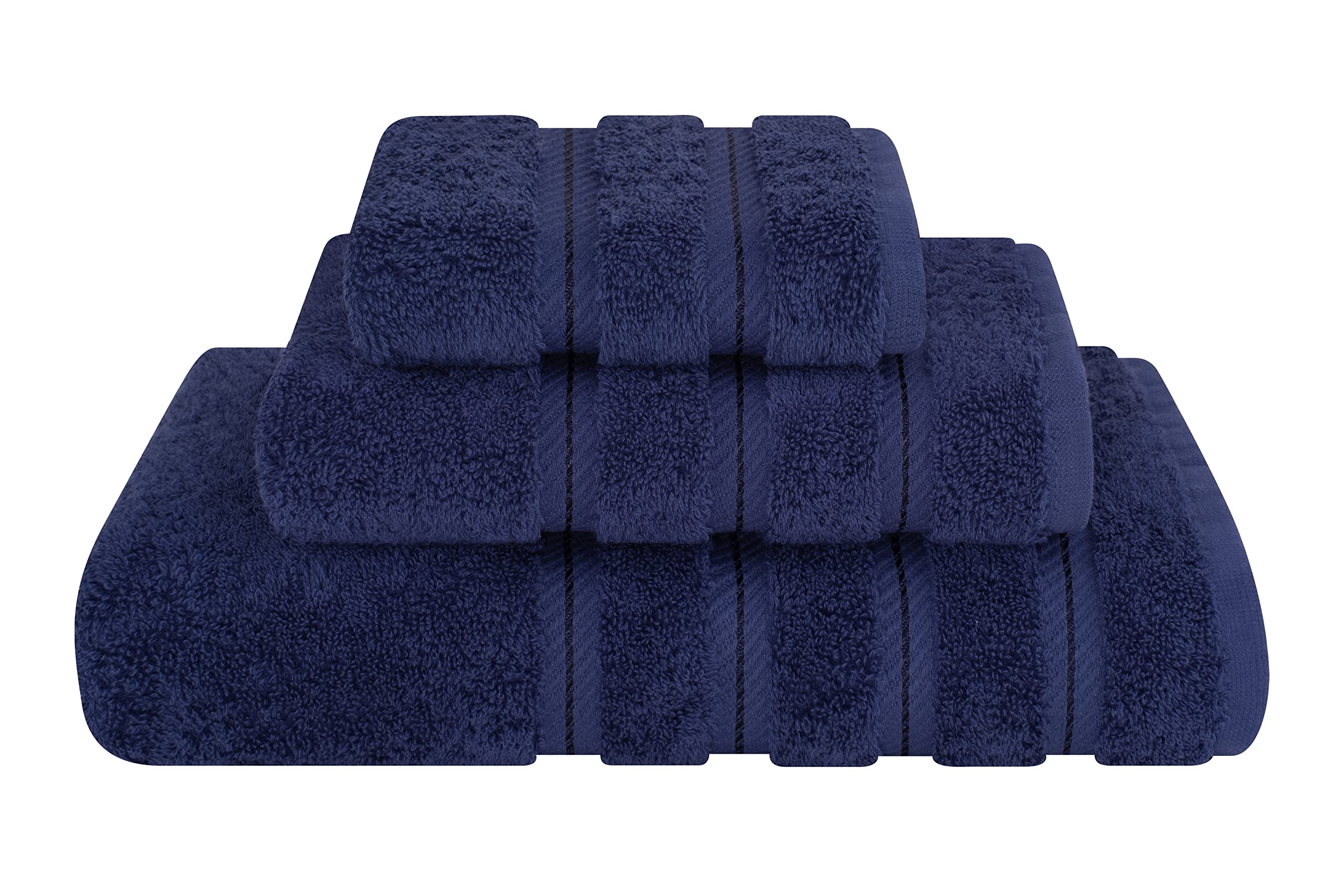 American Soft Linen 3 Piece Towel Sets, 1 Bath Towel 1 Hand Towel 1 Washcloth, 100% Turkish Cotton Towels For Bathroom, Navy Blu