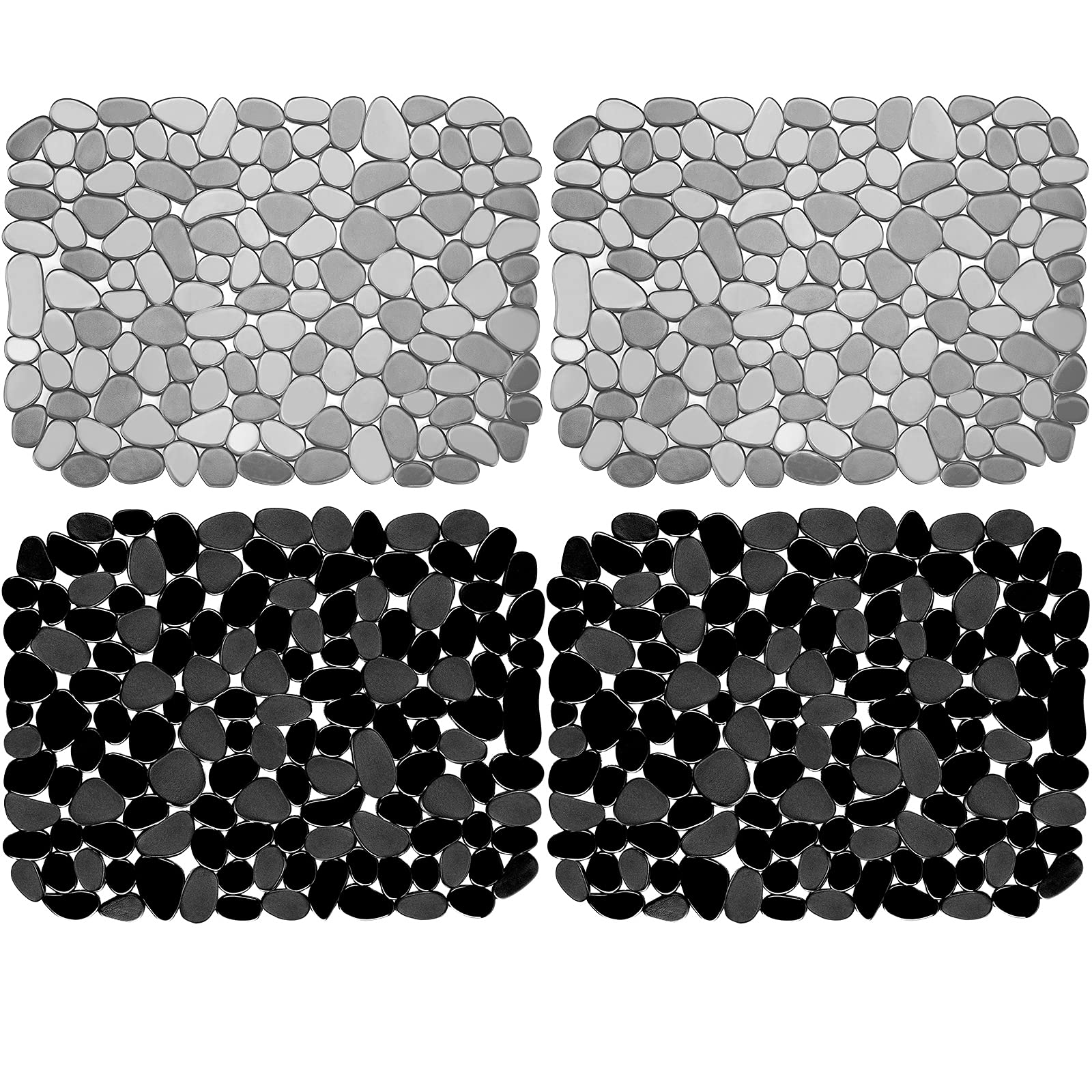 Coopay 4 Pack Kitchen Sink Mats Pebble Pvc Eco-Friendly Kitchen Adjustable Stainless Steel/Porcelain Dish Drying Pad Sink Protec