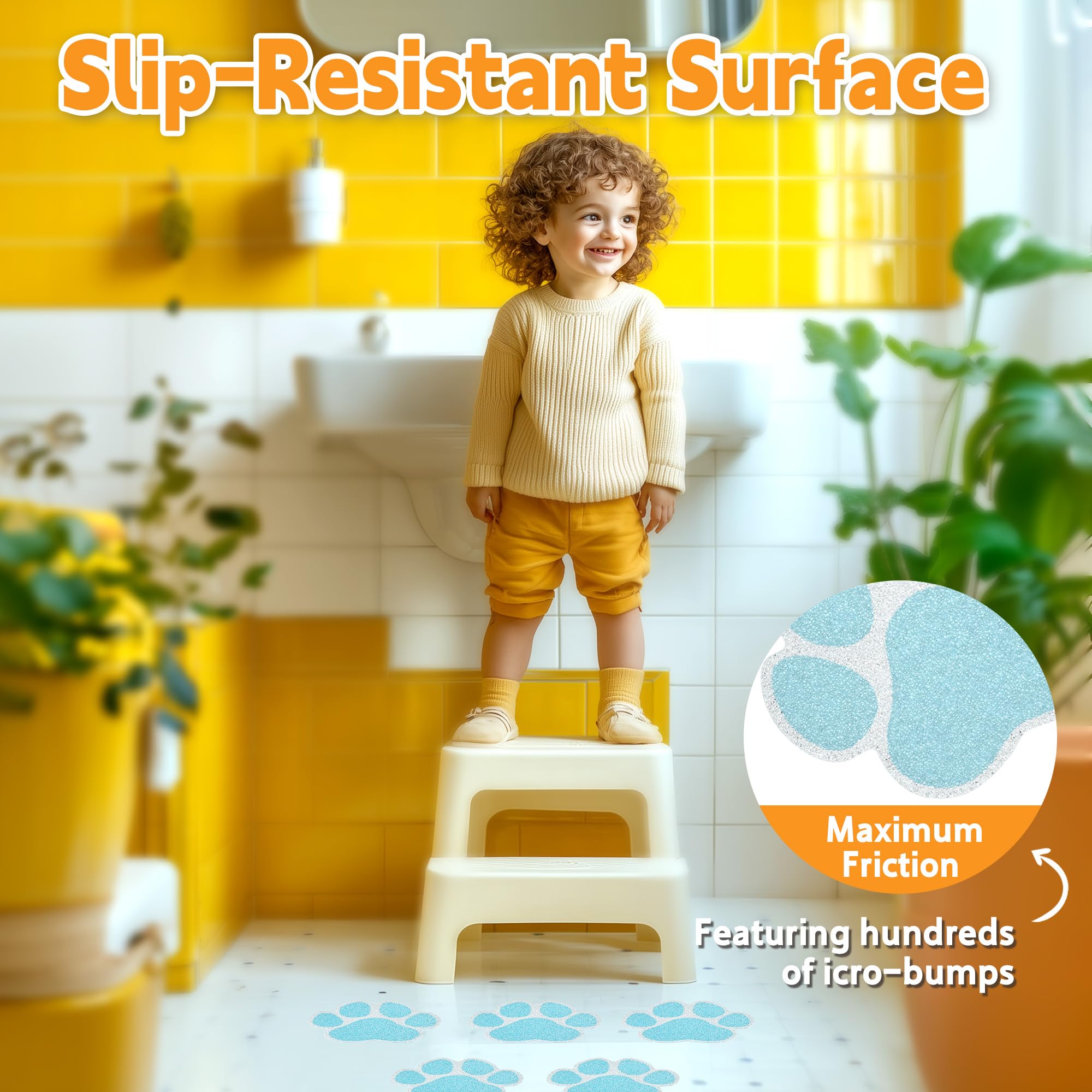 Secopad Non-Slip Bathtub Stickers  20 Large PCS Safety Bathroom Tubs Showers Treads Adhesive Decals Scraper (Blue)