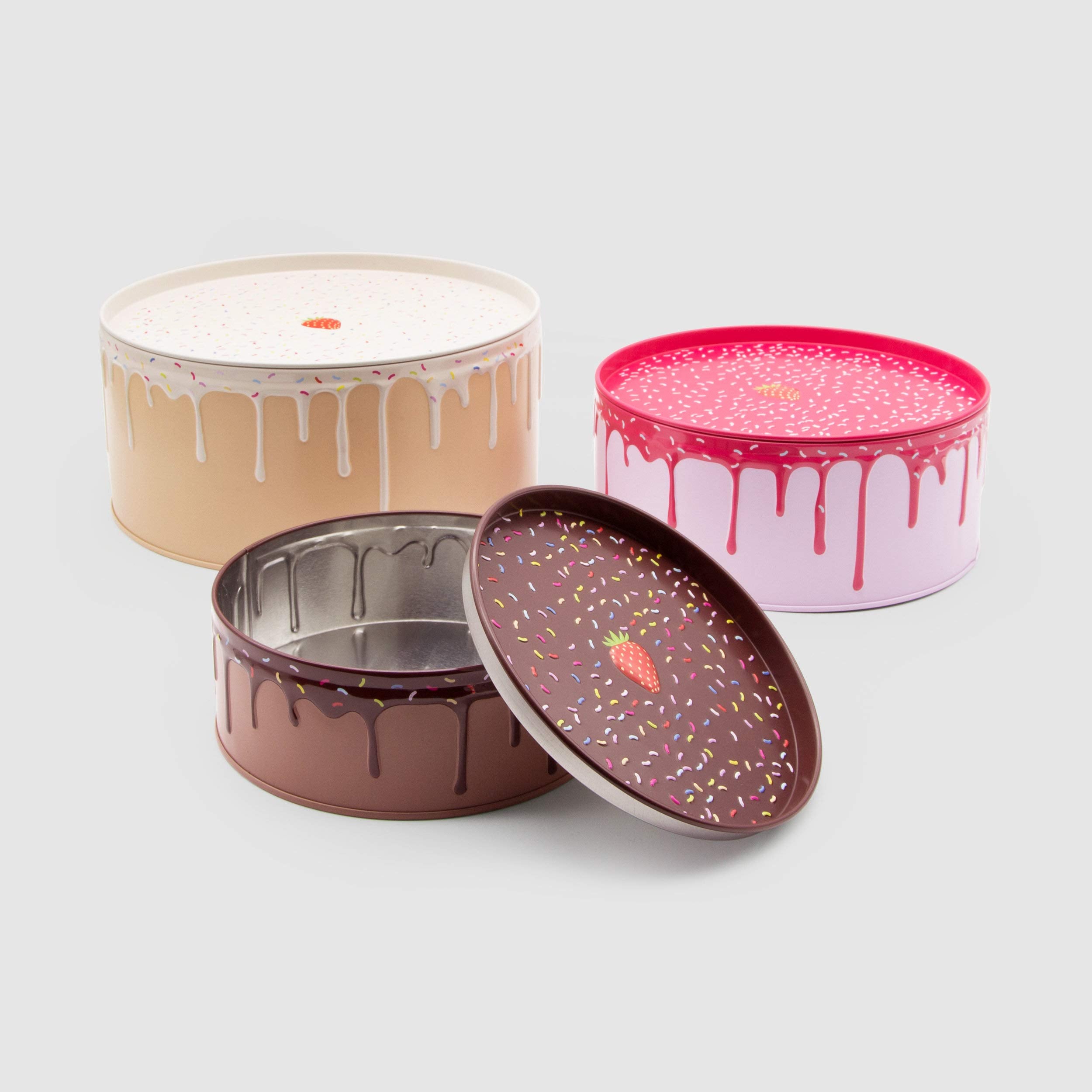 Suck Uk Cake Boxes Cake Container & Cookie Tins With Lids For Gift Giving Nesting Cake Storage Container With Tiered Design Cupc