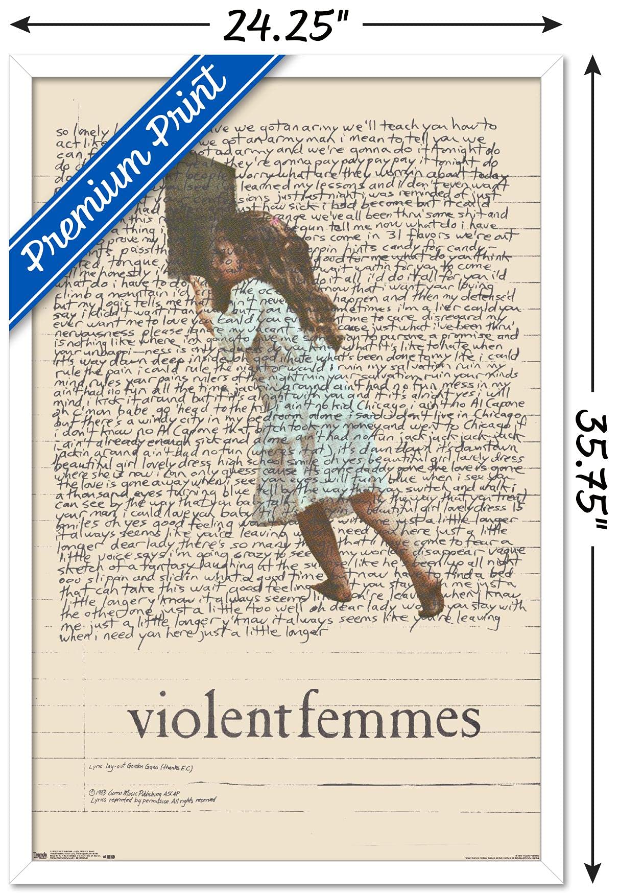 Trends International Violent Femmes - Lyric Girl Tea Towel Wall Poster, 22.375'' X 34'', White Framed Version