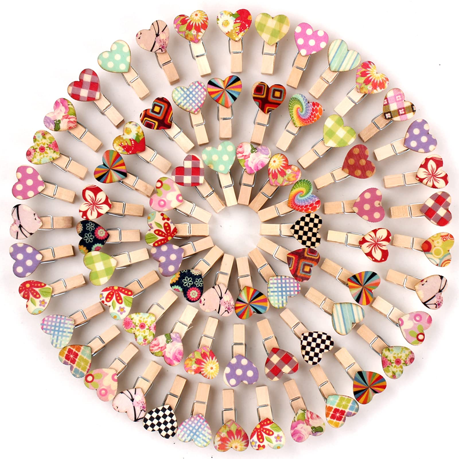 Z Zicome 100 Pcs Mini Wooden Clothespins With Hearts For Hanging Photos Decorations For Valentine Engagement Wedding Bridal Show