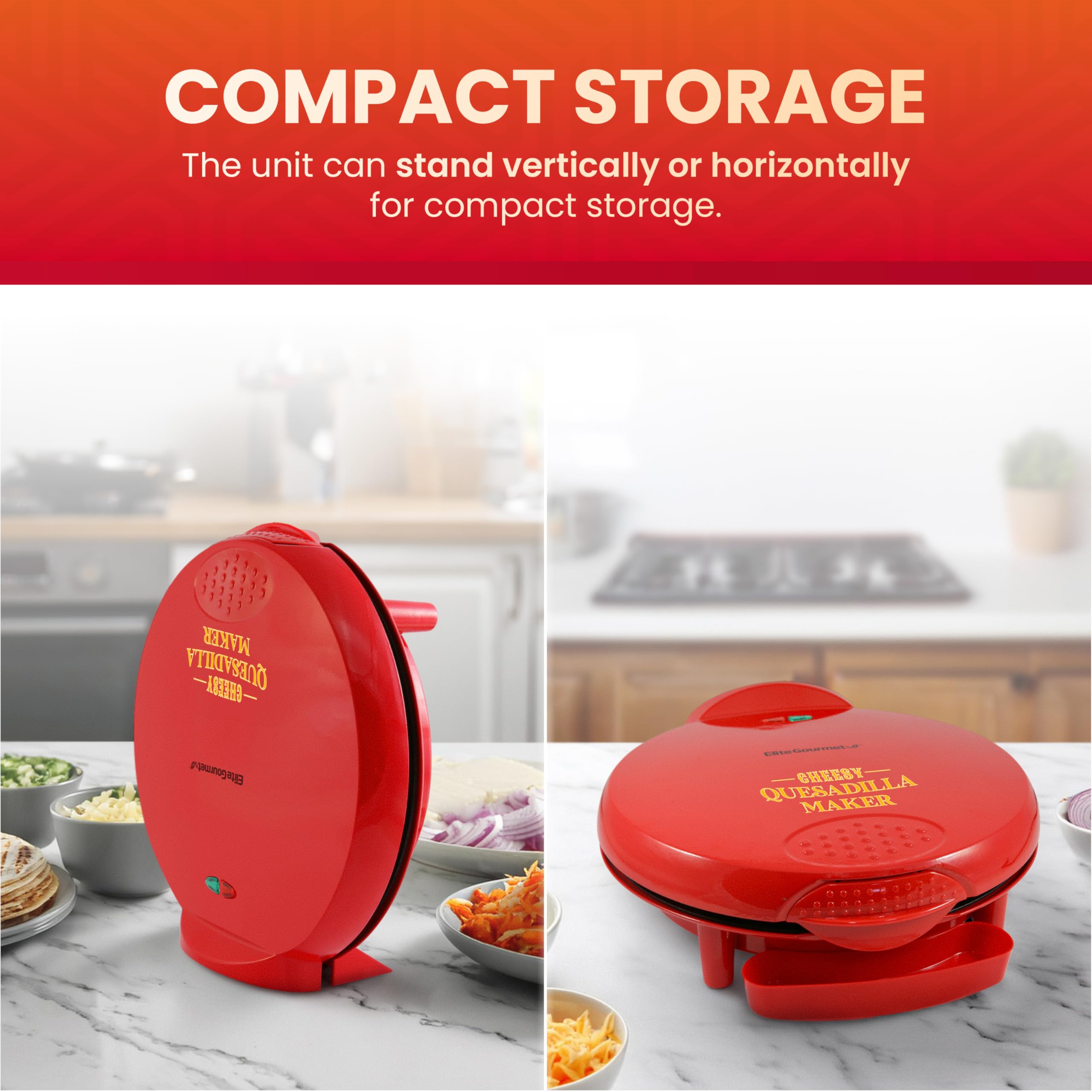 Elite Gourmet Eqd-118 Electric Non-Stick 11'' Quesadilla Maker, Easy-Slice 6-Wedge, Grilled Cheese Corn Flour Tortilla Snacks, R