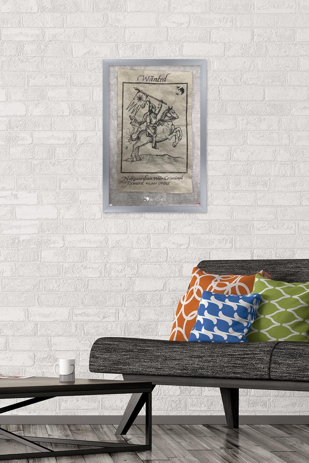 Trends International Netflix The Witcher Season 2-Wanted War Criminal Wall Poster, 14725 X 22375, Silver Framed Version