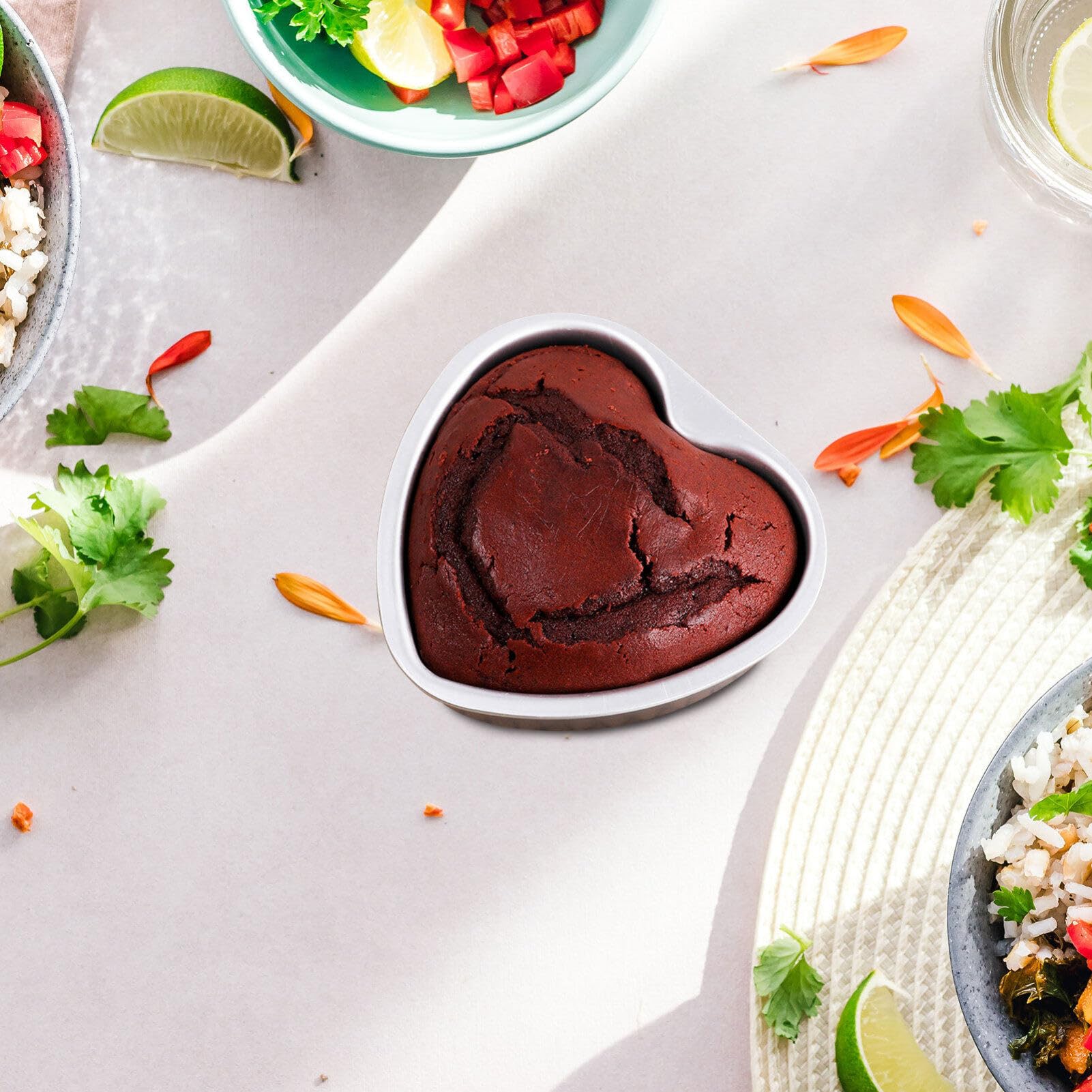 Bestonzon Aluminum Heart Shaped Cake Pans, 6Inch Baking Mold Tool With Removable Bottom, Cake Tin For Weddings, Parties