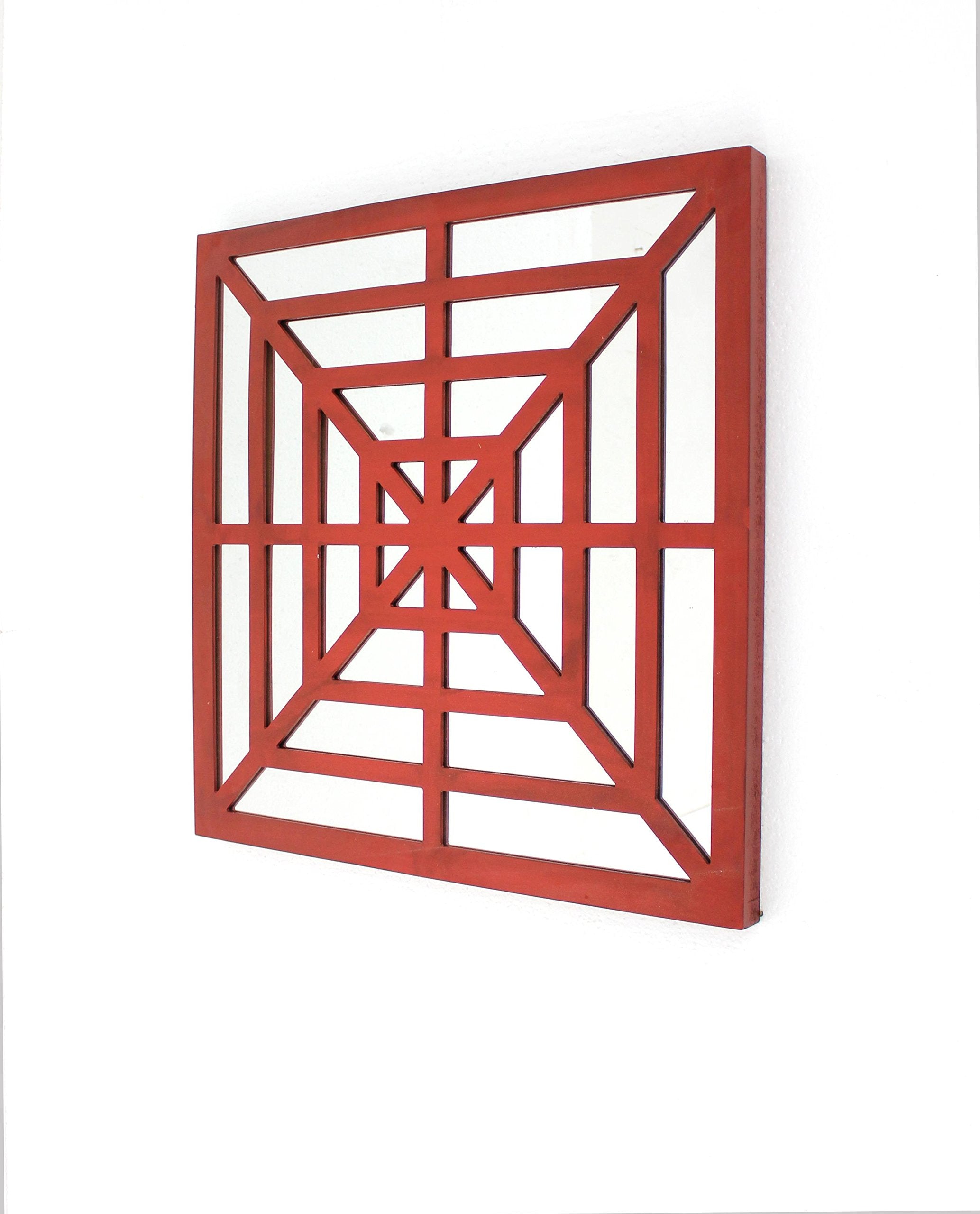 Teton Home Square Mirror Wall Decor Red