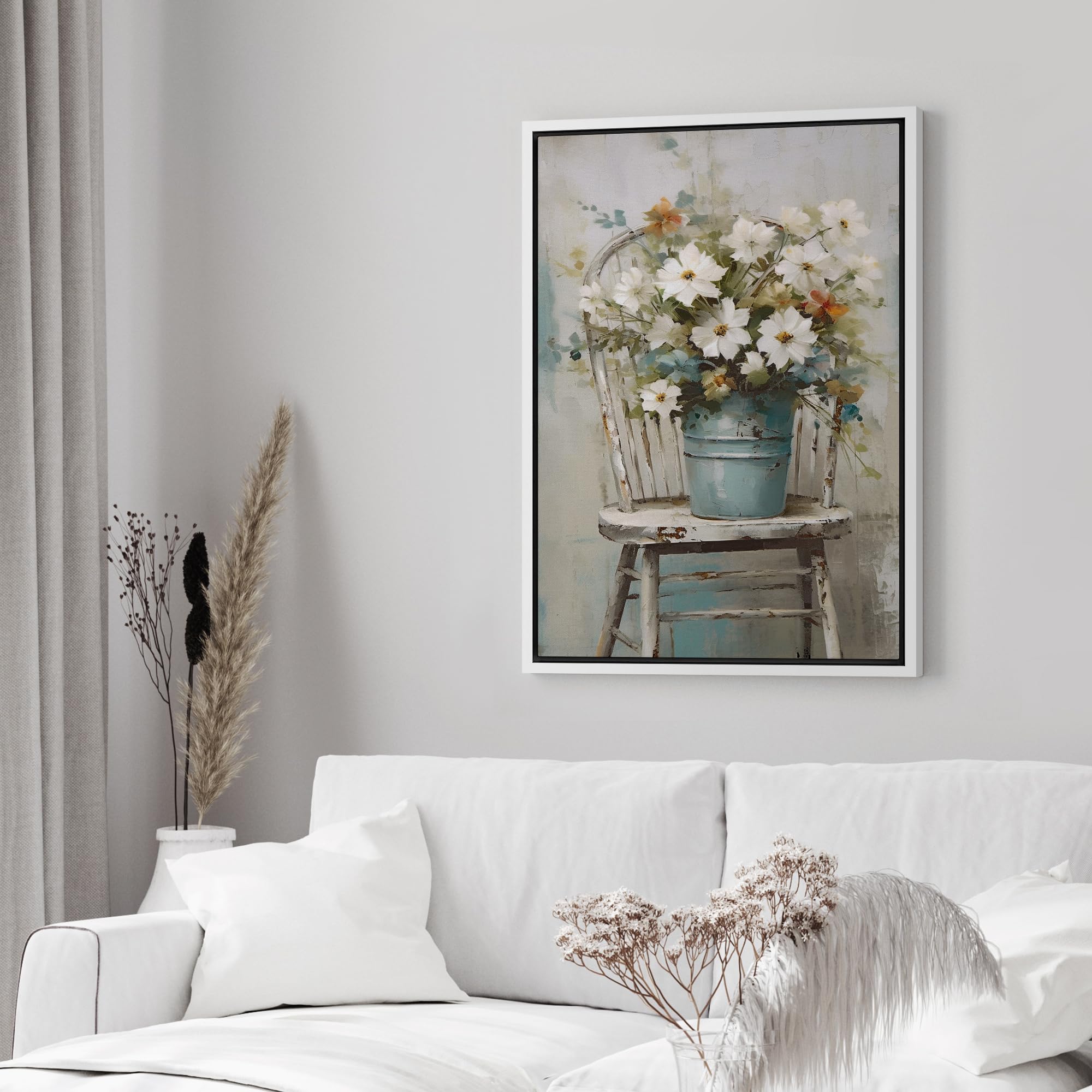 Wall26 Framed Canvas Print Wall Art Fine Art Still Life White Daisy Flowers Nature Wilderness Illustrations Modern Art Botanical