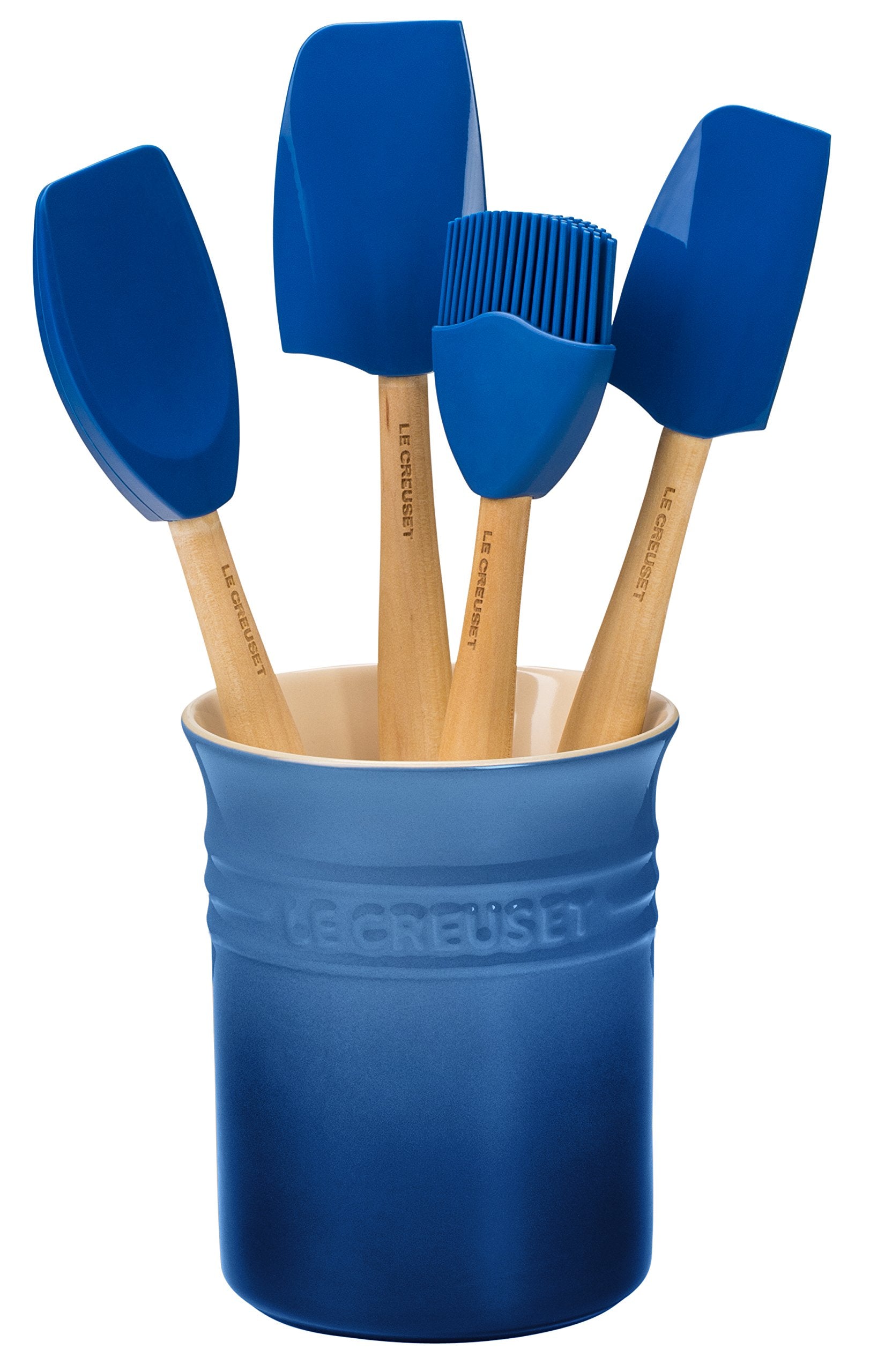 Le Creuset Silicone Craft Series Utensil Set With Stoneware Crock, 5 Pc., Marseille