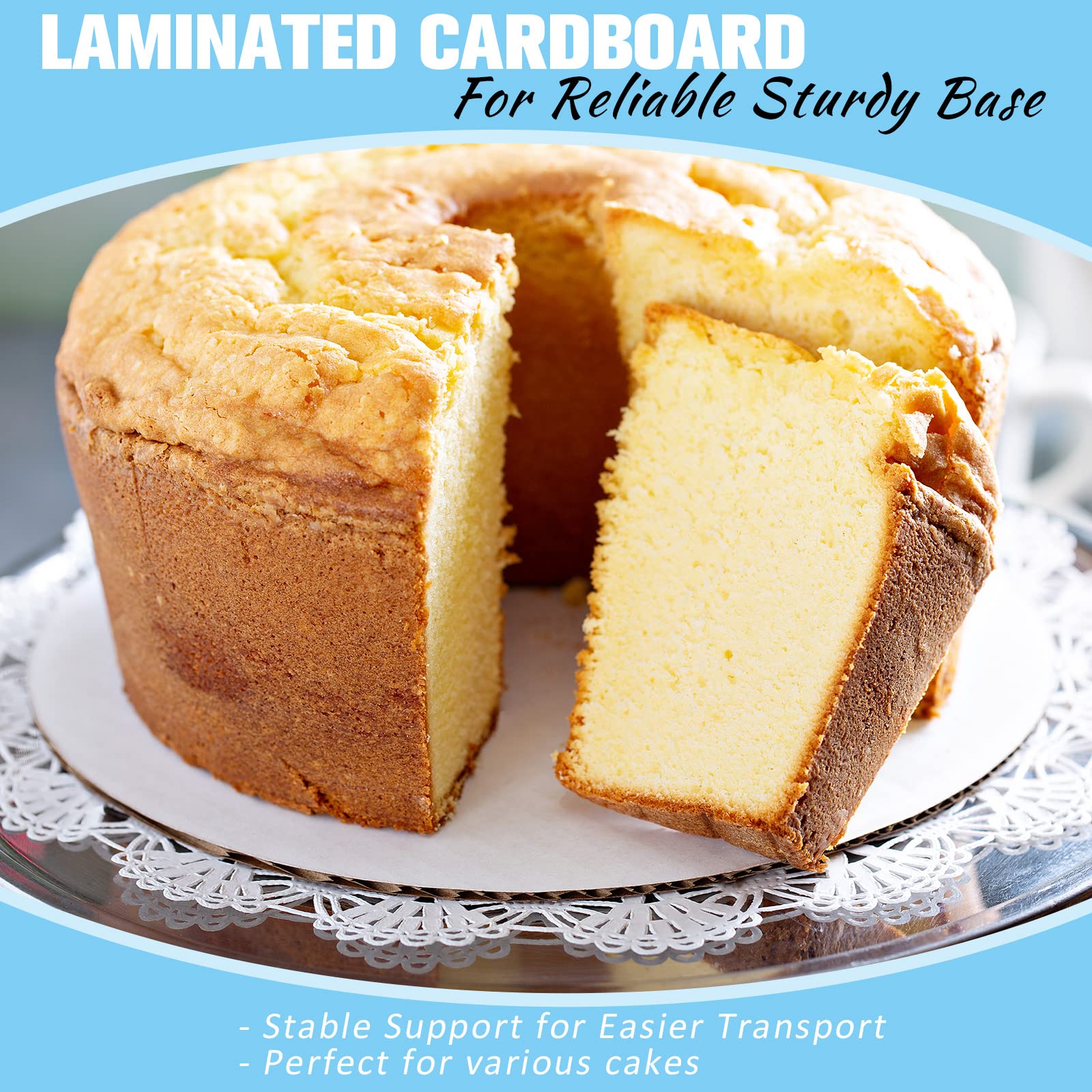 Potchen 50 Pack Round Cake Boards 10 Inch Circle Cardboard Base Grease Proof Disposable for Baking Pizza