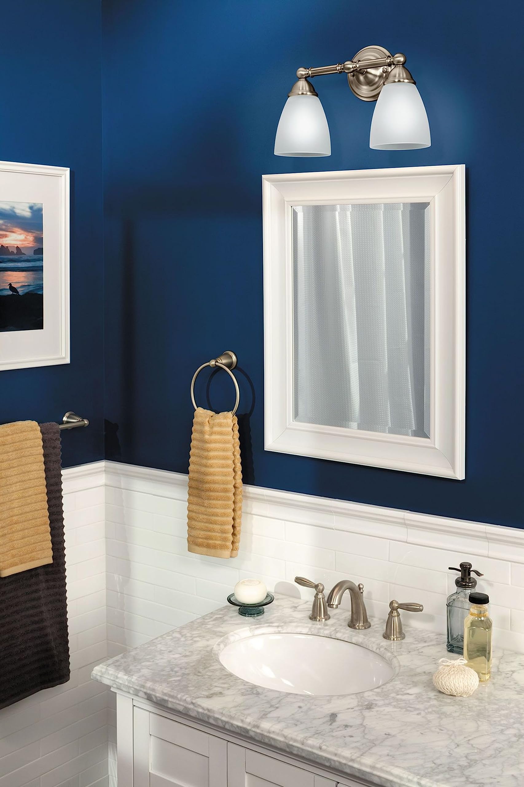 Moen Brantford Brushed Nickel Traditional Bathroom Hand Towel Ring, Wall Mounted Towel Hanger, Yb2286Bn