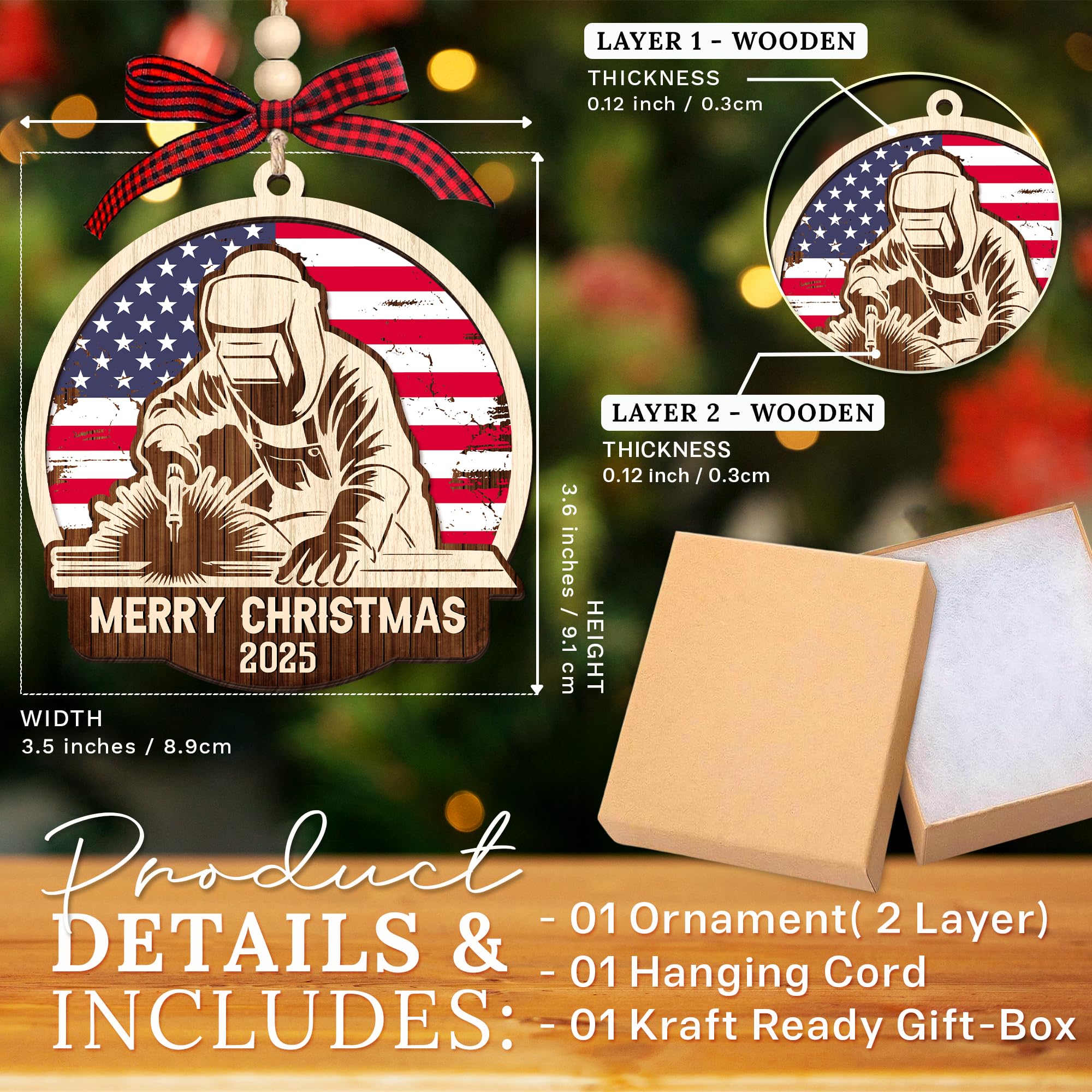 HEXMOZ Welder Ornament for Christmas Tree - Welding Ornaments - Welder Gifts, Welding Gifts for Men, Women - Merry Christmas Woo