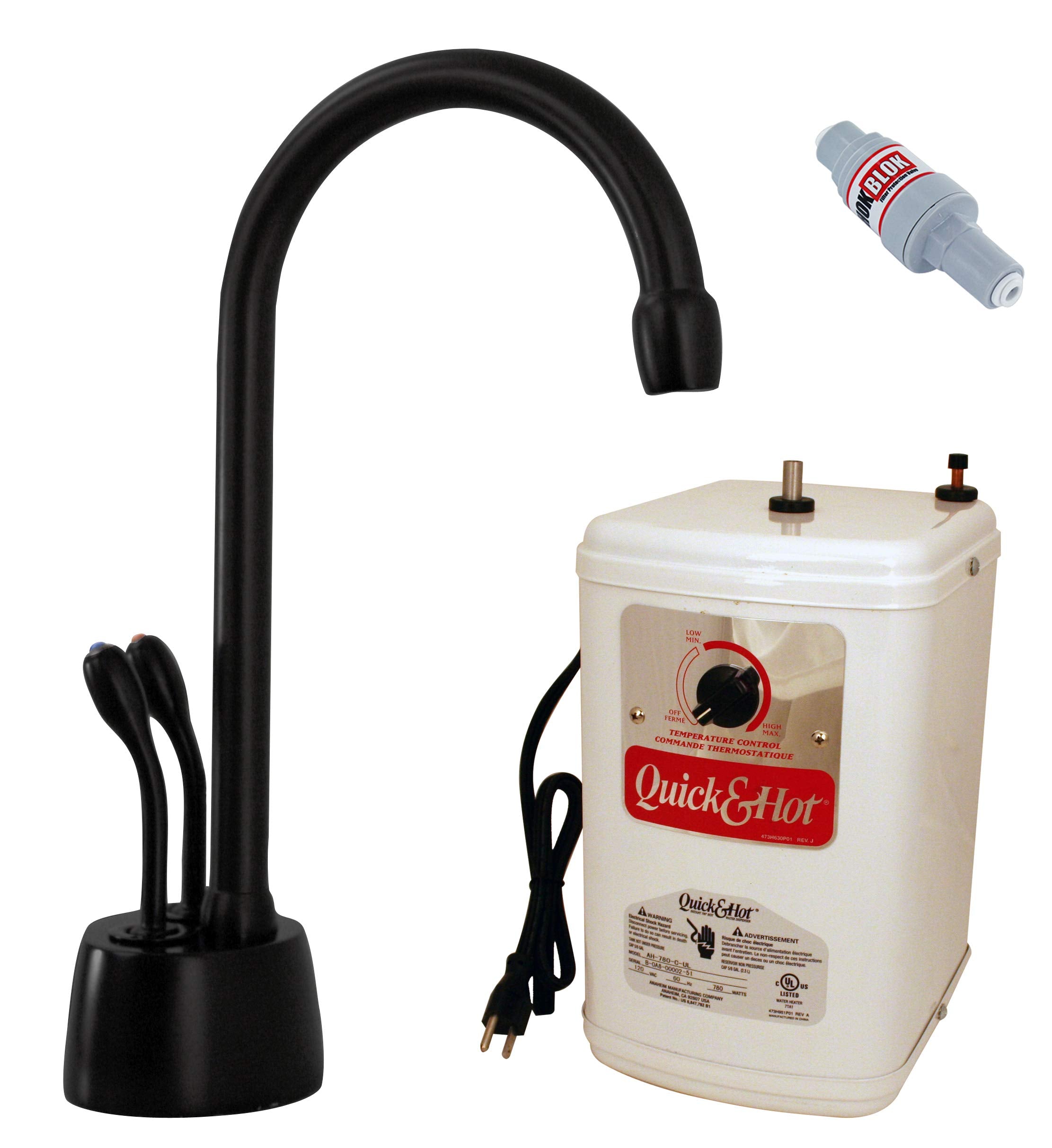 Westbrass A272HFP-62 Develosah 2-Handle Hot and Cold Water Dispenser with Instant Heating Tank, Matte Black