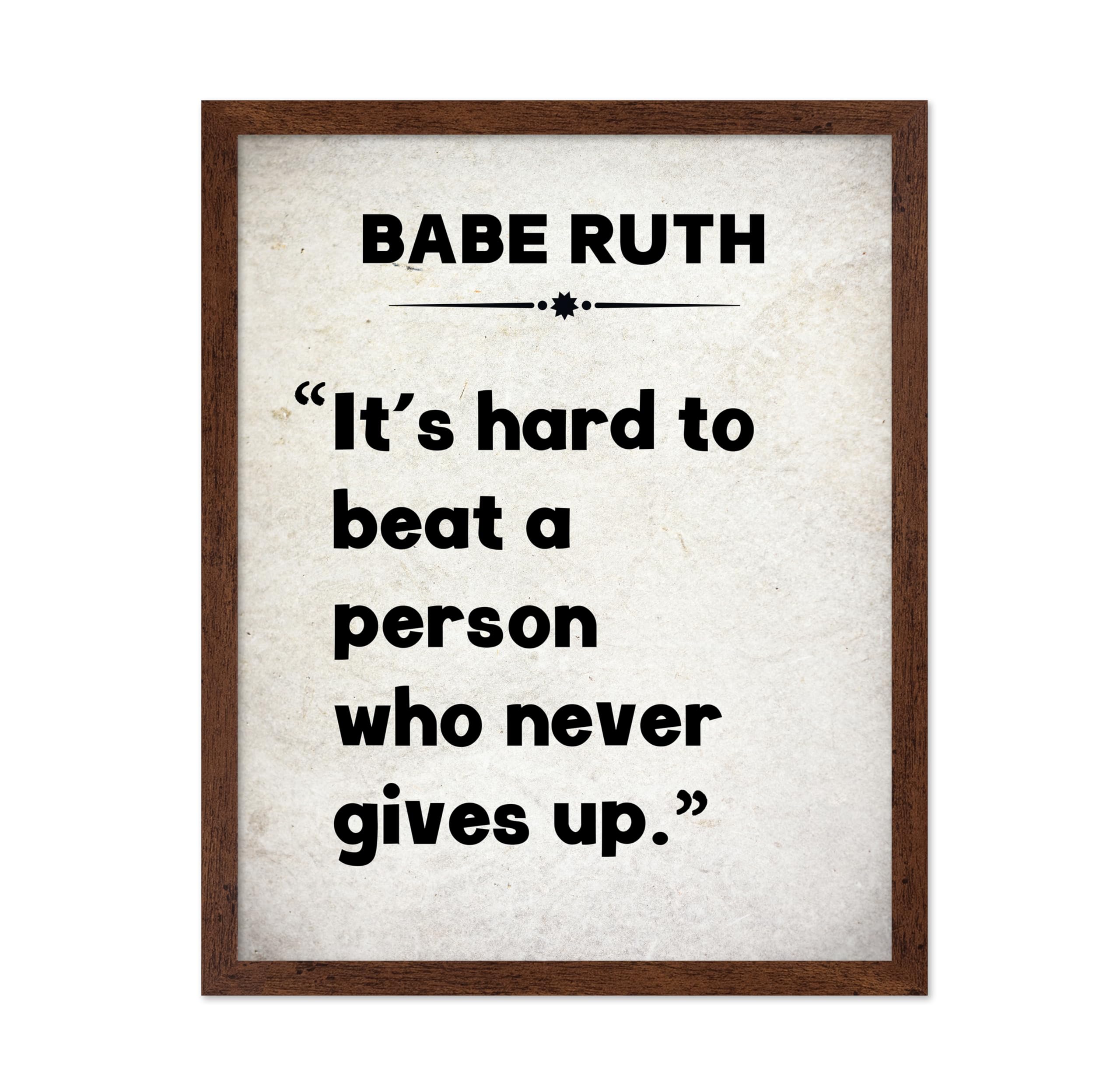 Poster Master Babe Ruth Poster - Never Give Up Print - Babe Ruth Quote Art - Motivational Quote Art - Inspiring Gift For Men, Wo