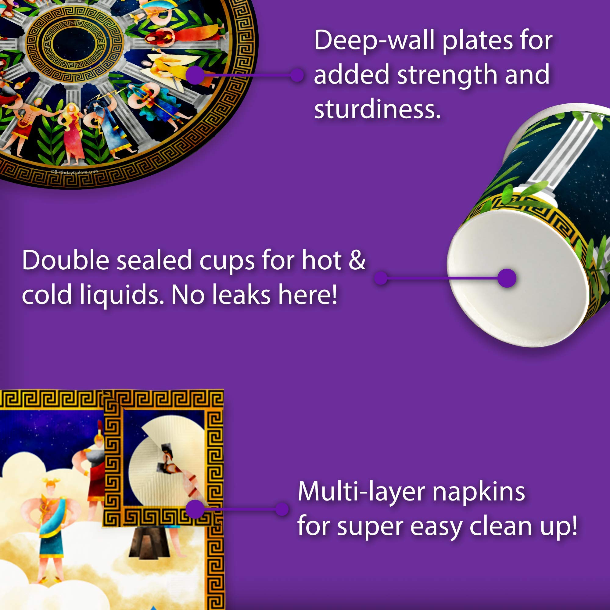 Greek Mythology Birthday Party Supplies Set Plates Napkins Cups Tableware Kit For 16