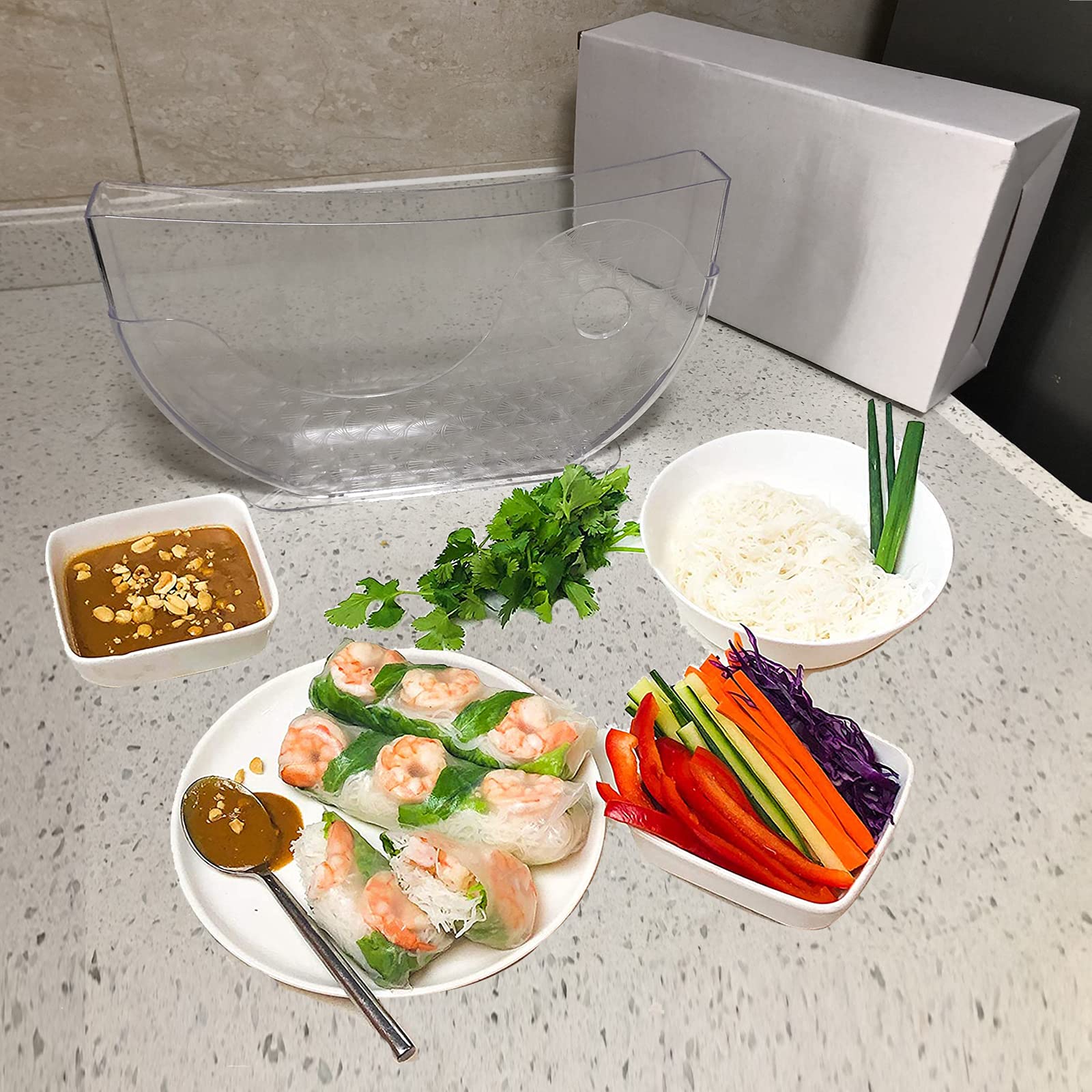 Argconner Summer Roll Water Bowl, Rice Paper Wrappers For Spring Rolls, Holder For Rice Papers Spring Roll Water Bowl (Rice Pape
