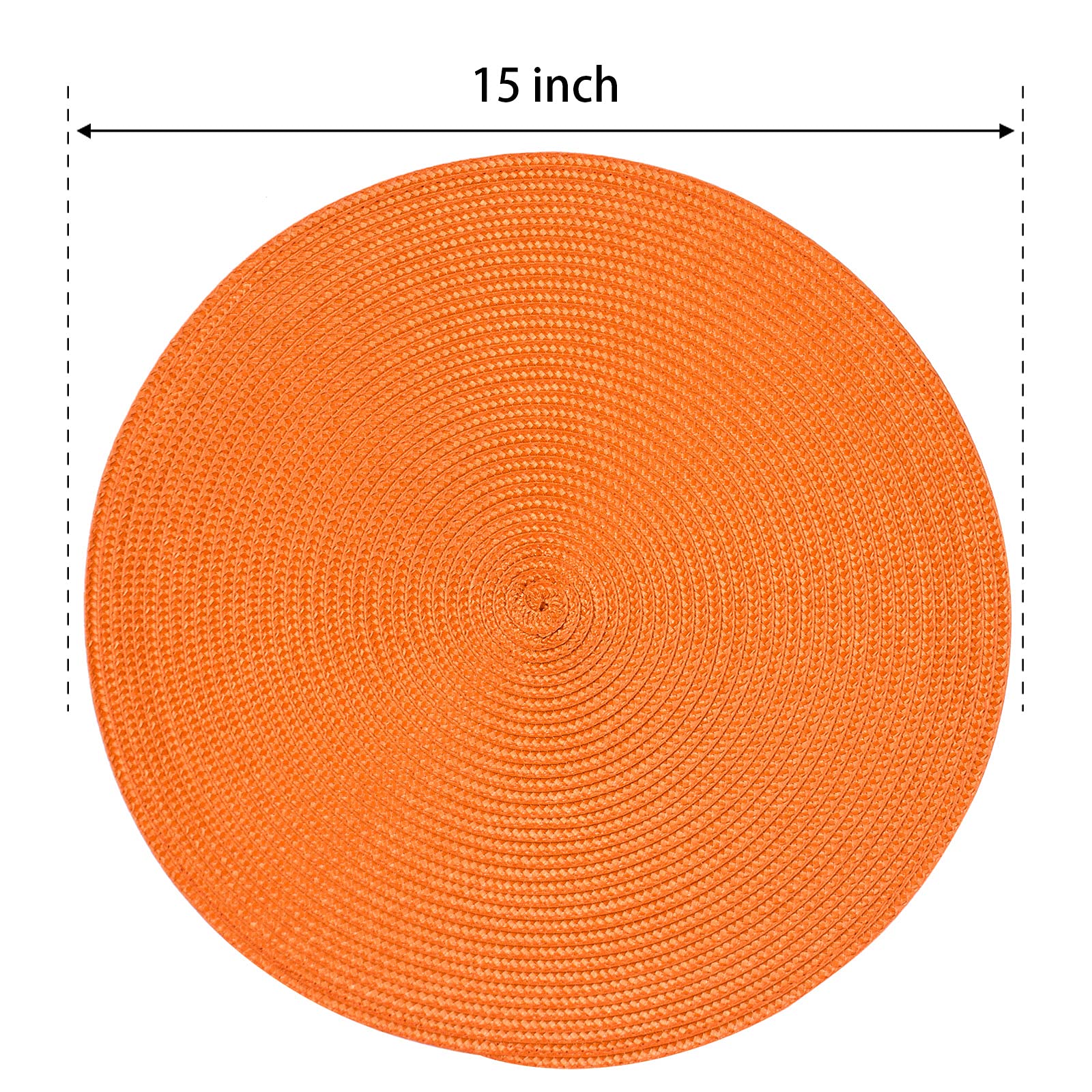 Funwheat Round Braided Placemats Set Of 6 Table Mats For Dining Tables Woven Washable Non-Slip Place Mats 15 Inch For Table Deco