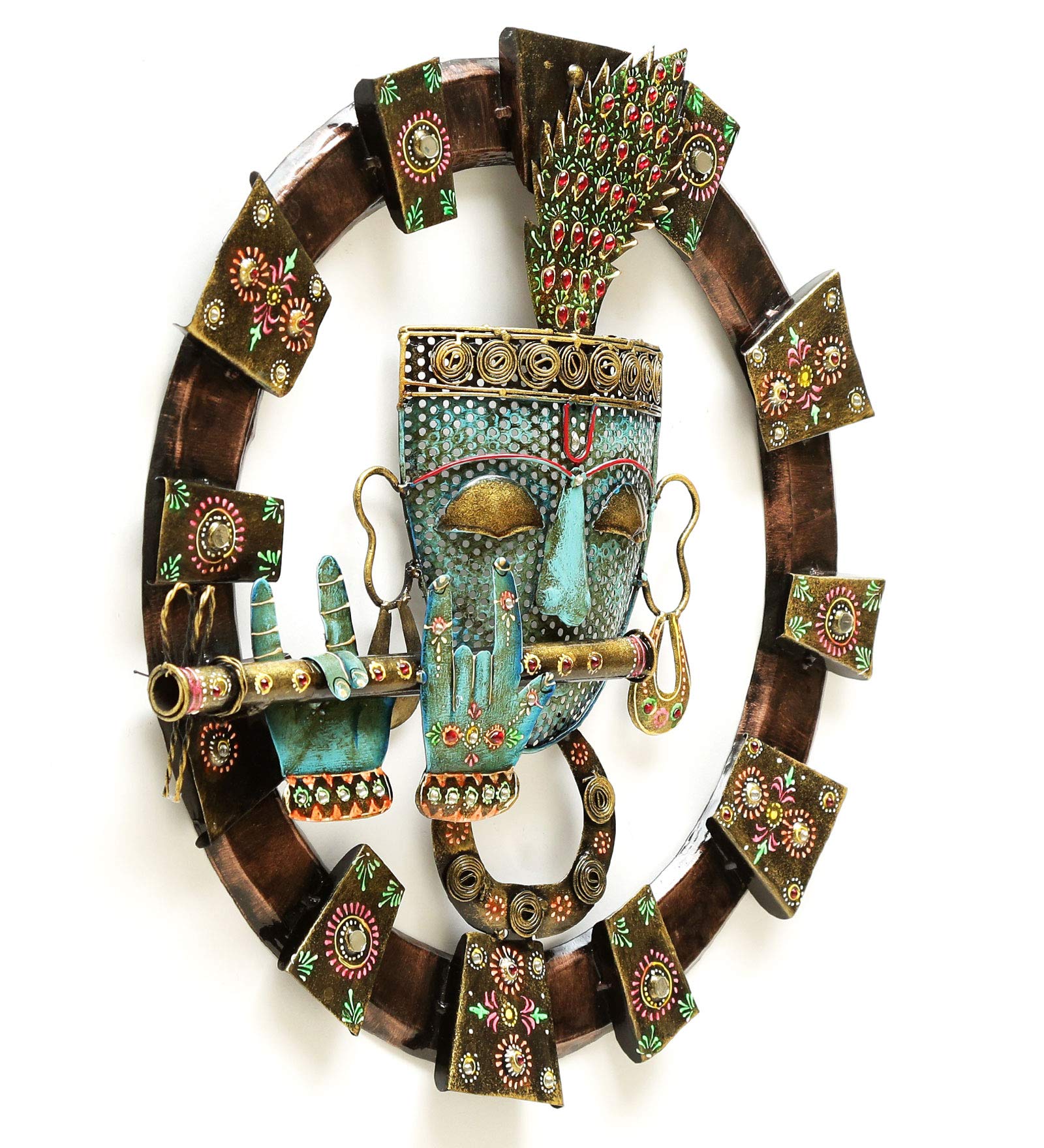 Desert Art Iron Krishna Wall Hanging In Blue Colour(48.26 X5.08 X48.26) Cm