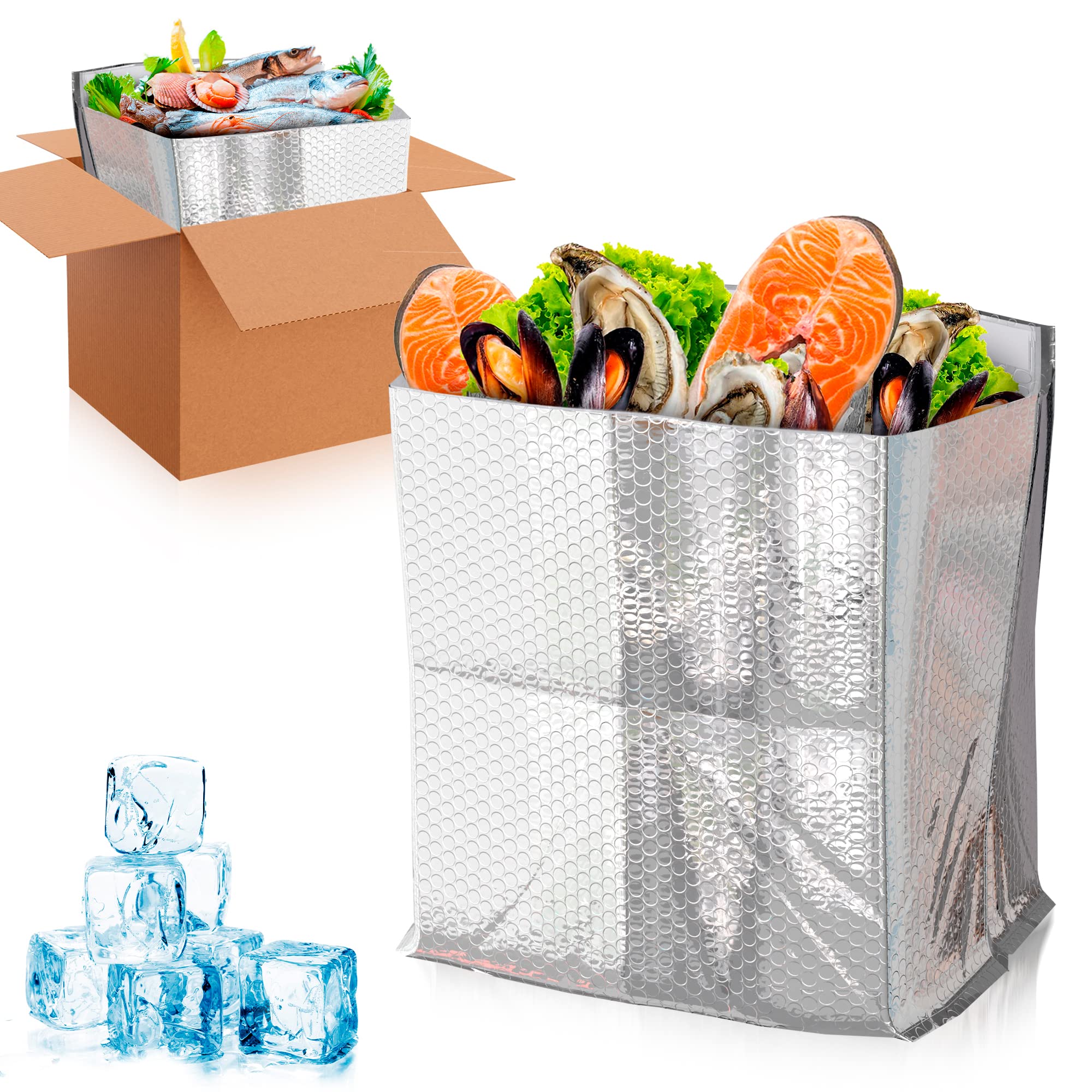 ABc Foil Insulated Box Liners 8 x 8 x 8  Pack of 100 Silver Insulated Shipping Boxes for Frozen Food  Odorless Insulated Shipping containers  Leakproof cold Shipping Boxes for Frozen Fish  Meat(D0102HgJKBV)