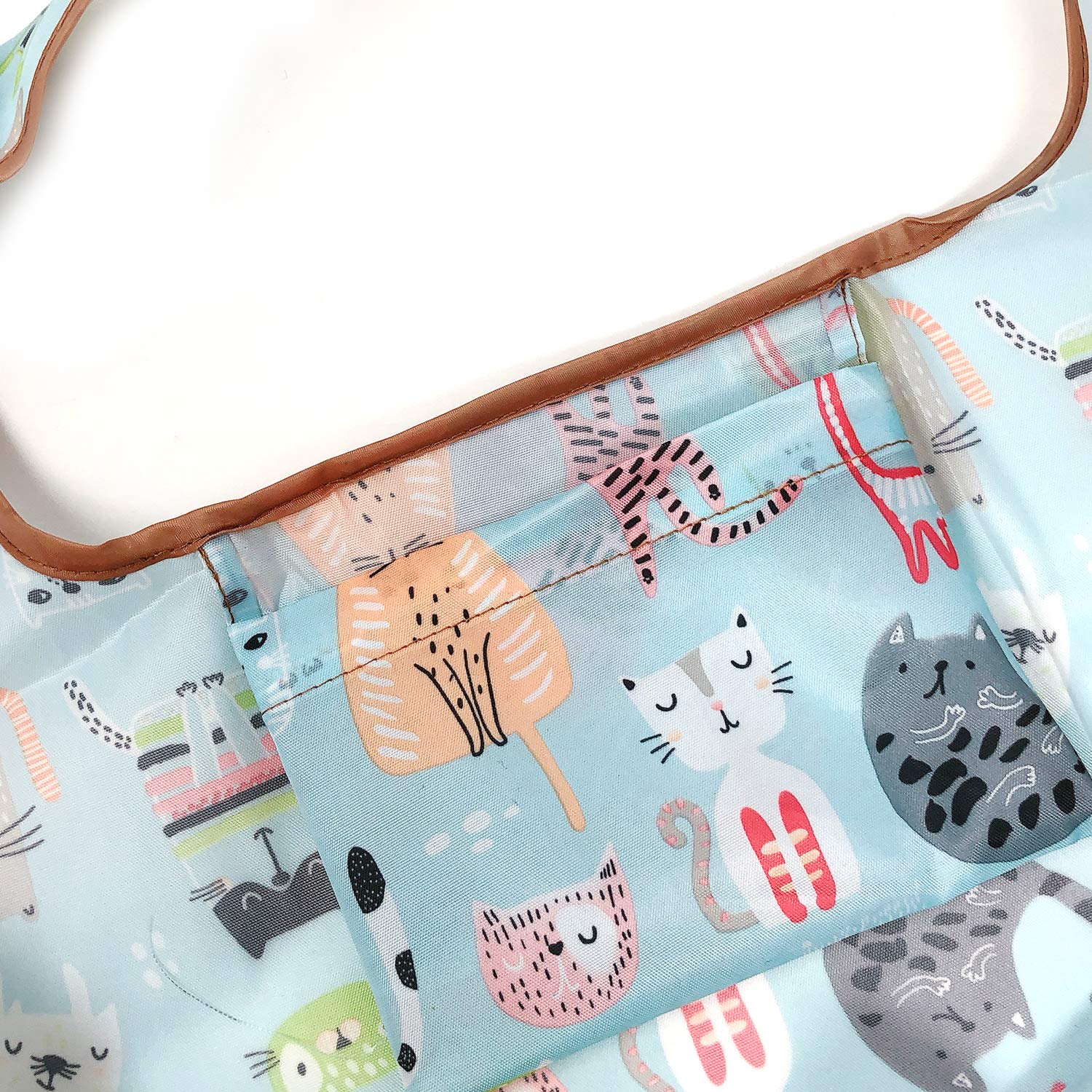 Allydrew Large Foldable Tote Nylon Reusable Grocery Bag, Cool Cats