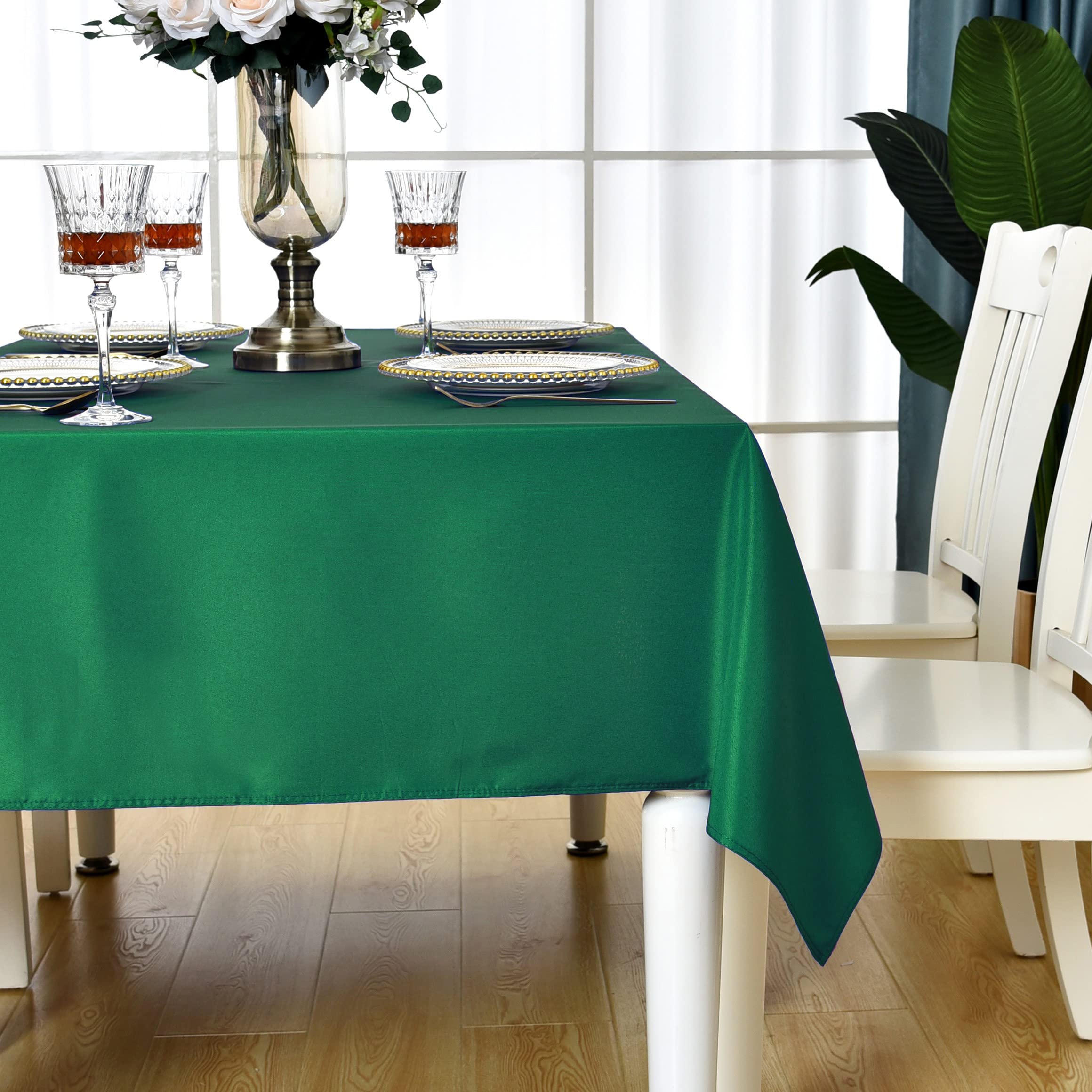 Kaipho Green Square Tablecloth Waterproof Stain Resistant Wrinkle Free Table Cloth 210Gsm Polyester Wipeable Table Cover For Par