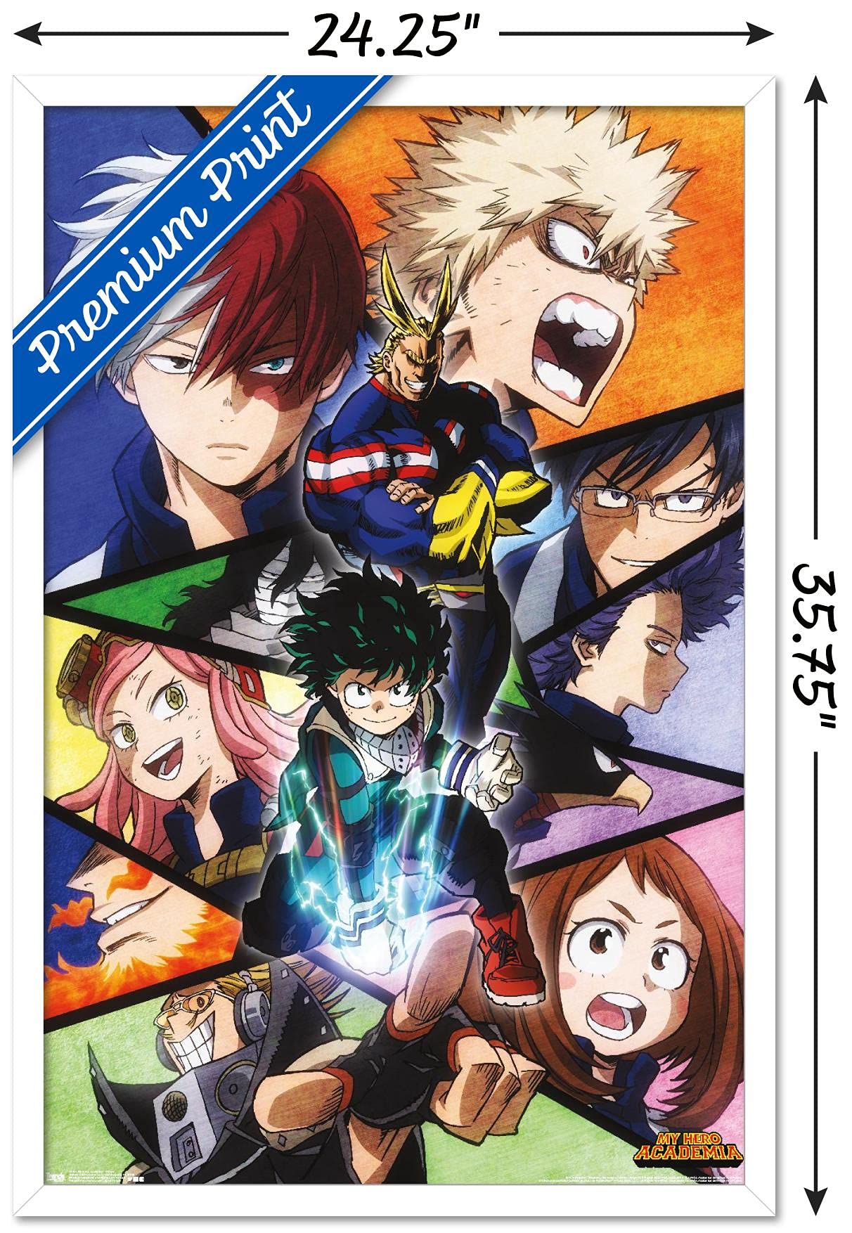 Trends International My Hero Academia-Faces Wall Poster, 22.375'' X 34'', White Framed Version