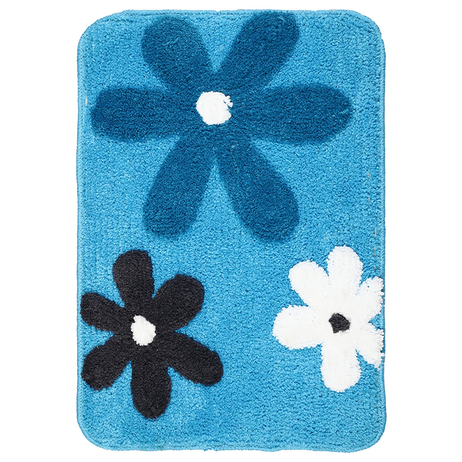 Saral Home Cotton Antislip Rectangular Bathmat (Turquoise, 40X60 Cm)